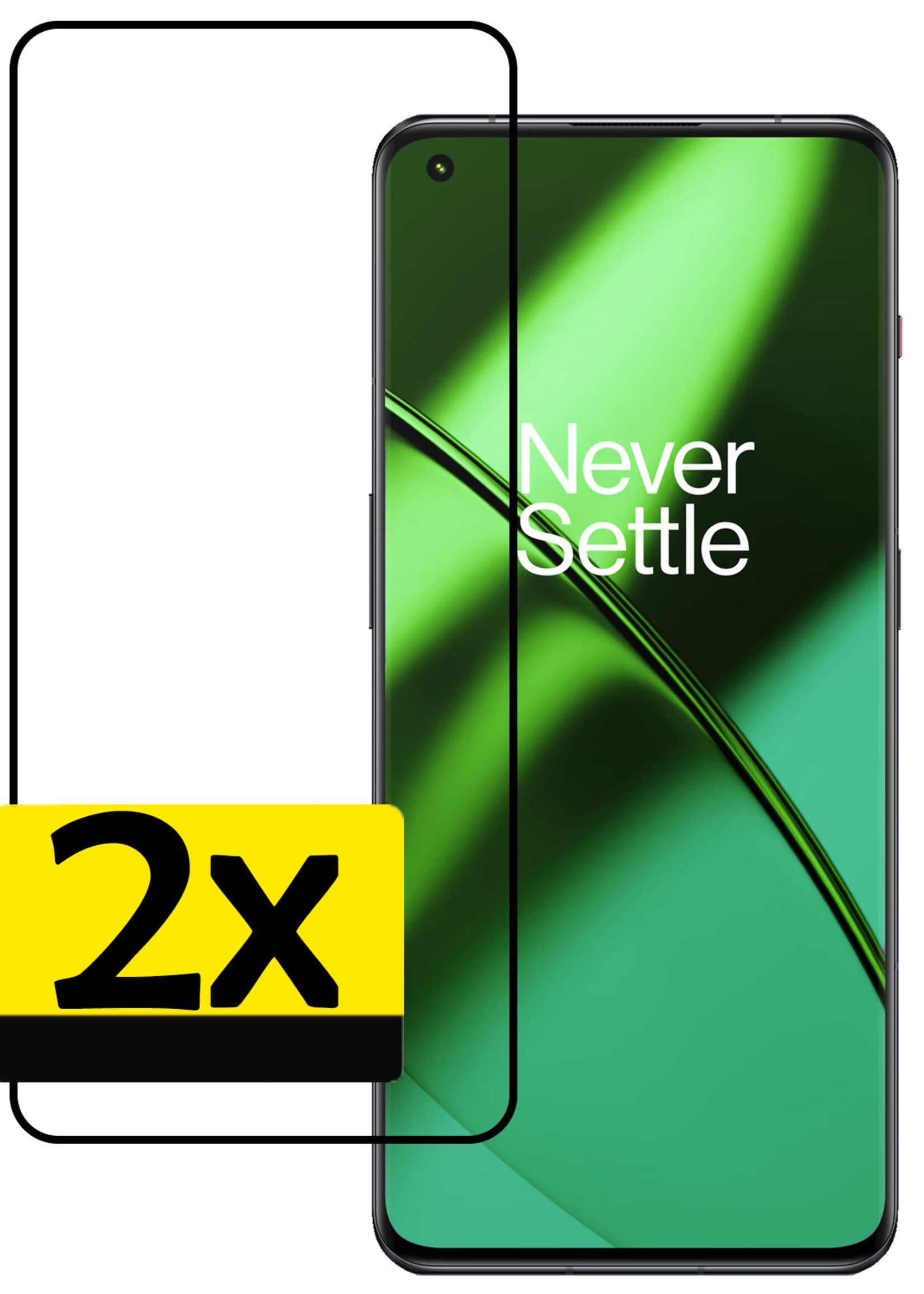 LUQ Screenprotector Geschikt voor OnePlus 11 Screenprotector Glas Full Cover - Screenprotector Geschikt voor OnePlus 11 Screenprotector Full Cover - 2 Stuks