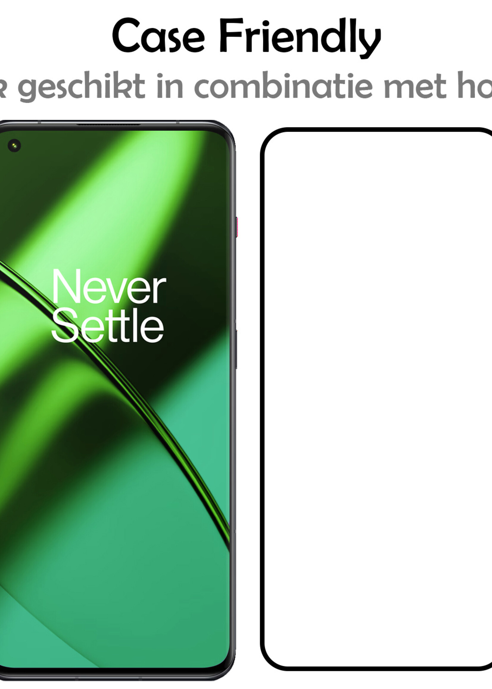 LUQ Screenprotector Geschikt voor OnePlus 11 Screenprotector Glas Full Cover - Screenprotector Geschikt voor OnePlus 11 Screenprotector Full Cover - 2 Stuks
