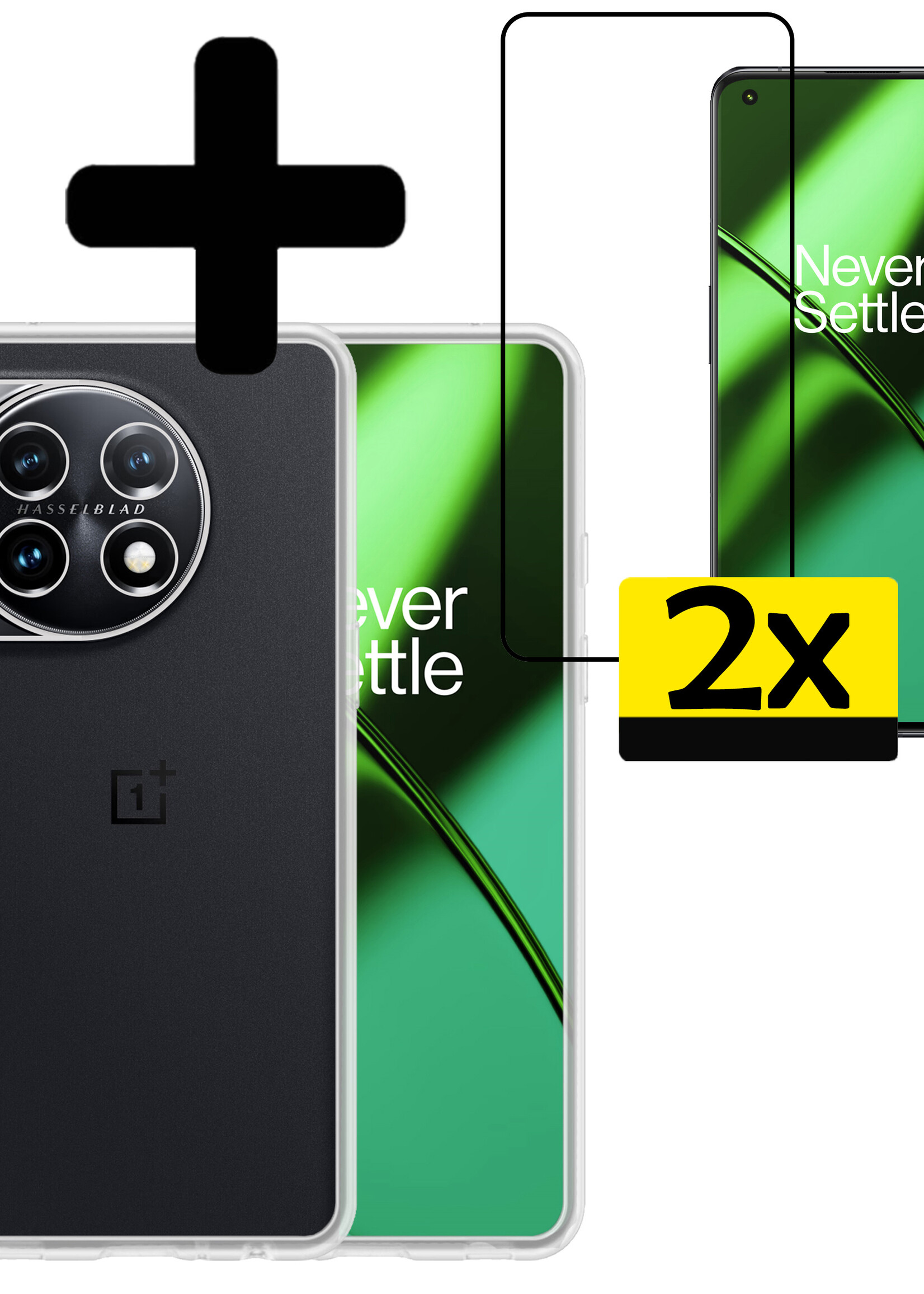 LUQ Hoesje Geschikt voor OnePlus 11 Hoesje Siliconen Case Met 2x Screenprotector - Hoes Geschikt voor OnePlus 11 Hoes Siliconen - Transparant