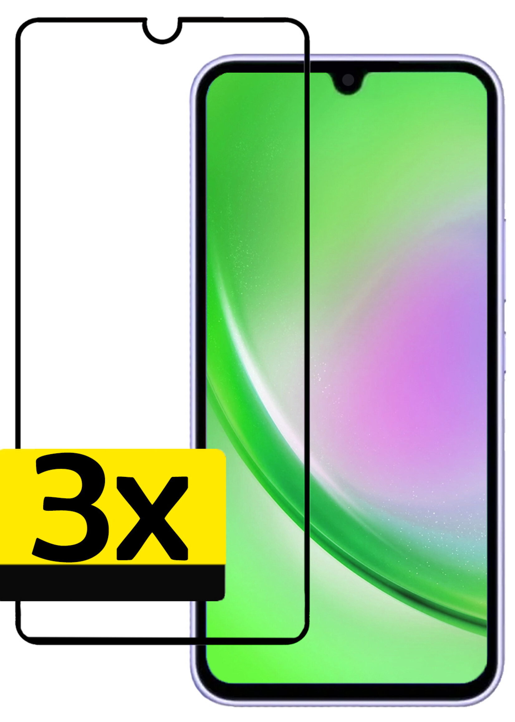 LUQ Screenprotector Geschikt voor Samsung A34 Screenprotector Glas Full Cover - Screenprotector Geschikt voor Samsung Galaxy A34 Screenprotector Full Cover - 3 Stuks