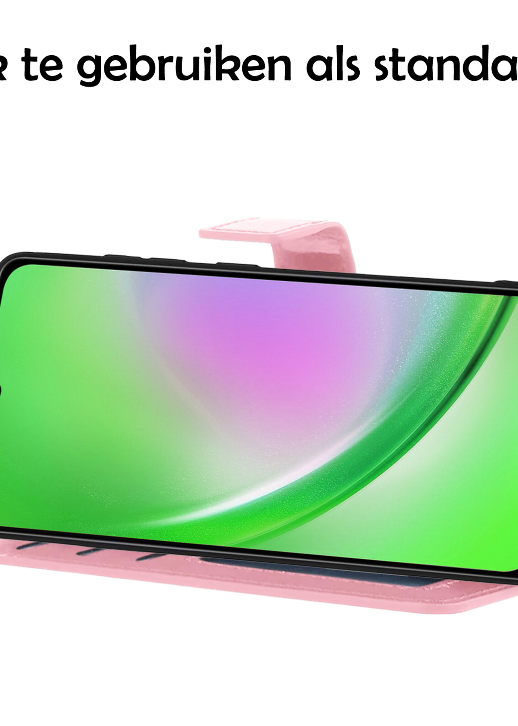 LUQ Hoesje Geschikt voor Samsung A34 Hoesje Book Case Hoes Wallet Cover - Hoes Geschikt voor Samsung Galaxy A34 Hoesje Bookcase Hoes - Lichtroze