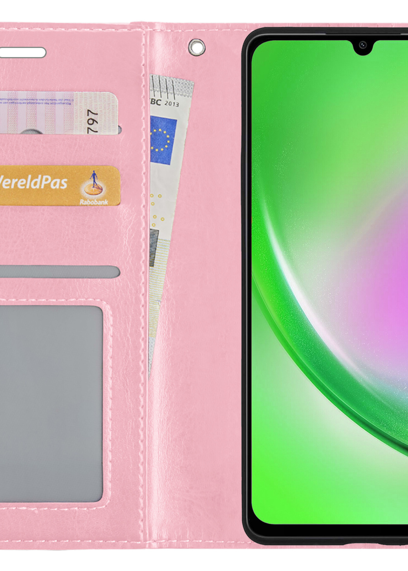 Hoesje Geschikt voor Samsung A34 Hoesje Book Case Hoes Wallet Cover - Hoes Geschikt voor Samsung Galaxy A34 Hoesje Bookcase Hoes - Lichtroze