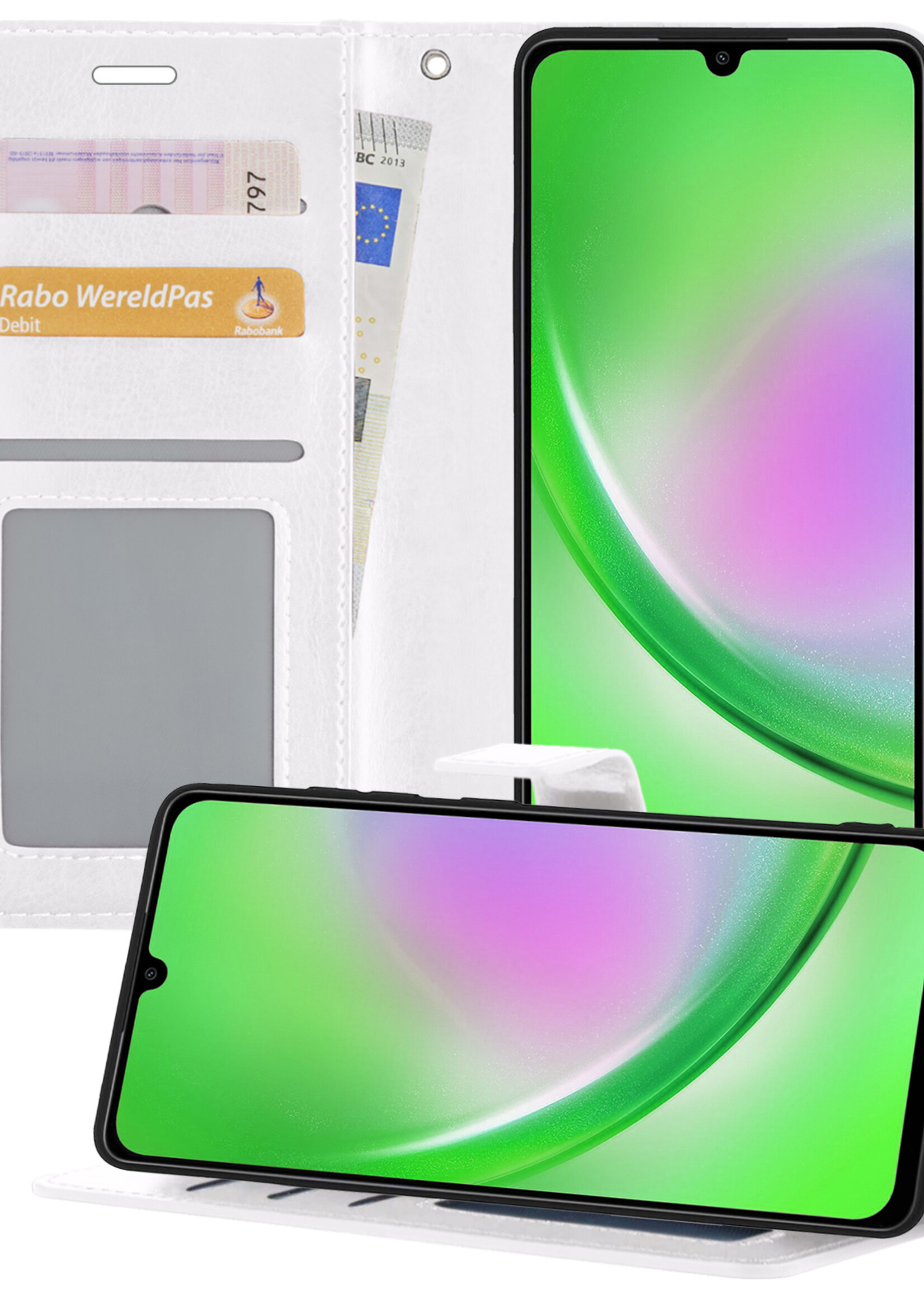 LUQ Hoesje Geschikt voor Samsung A34 Hoesje Book Case Hoes Wallet Cover - Hoes Geschikt voor Samsung Galaxy A34 Hoesje Bookcase Hoes - Wit