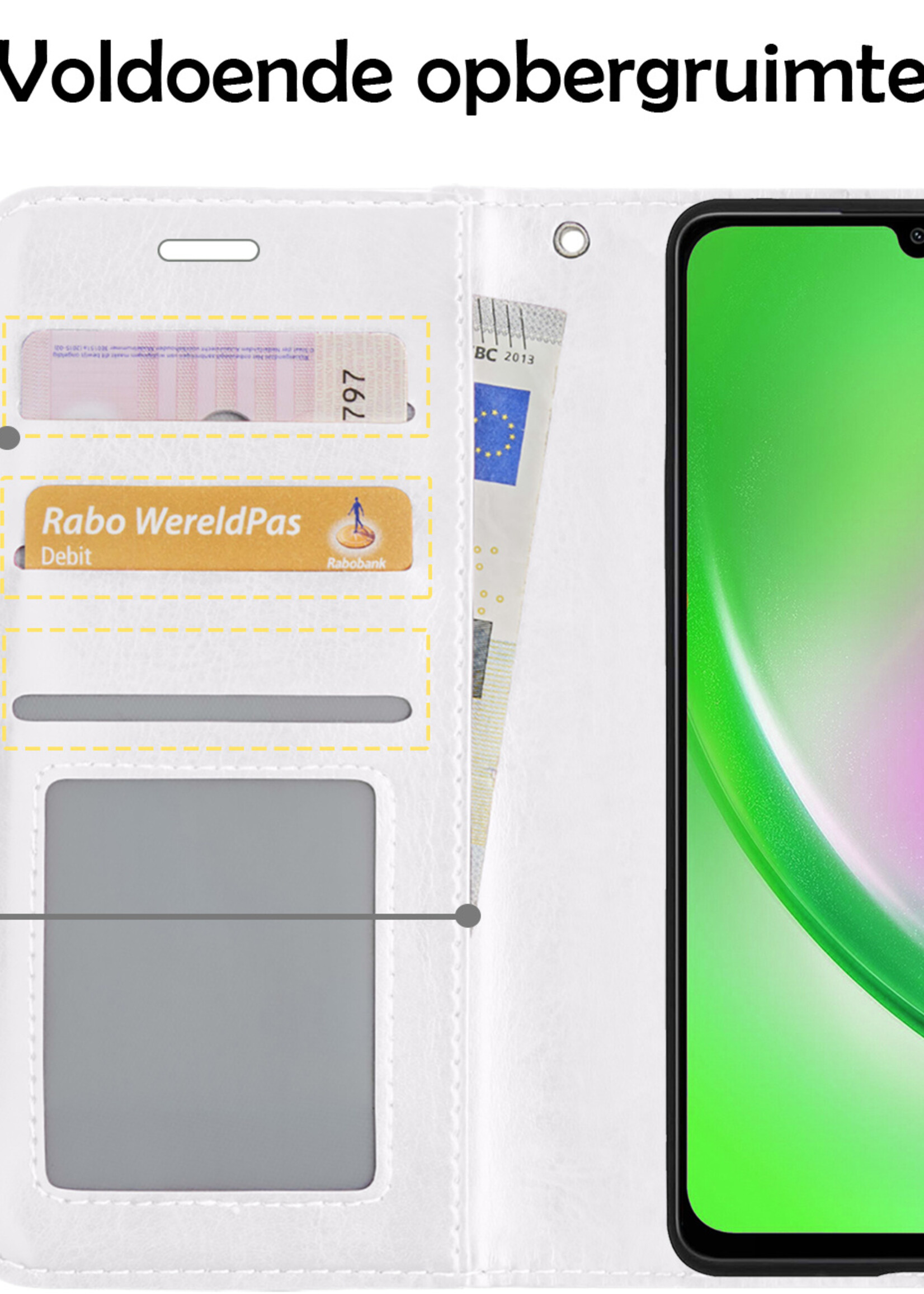 LUQ Hoesje Geschikt voor Samsung A34 Hoesje Book Case Hoes Wallet Cover - Hoes Geschikt voor Samsung Galaxy A34 Hoesje Bookcase Hoes - Wit