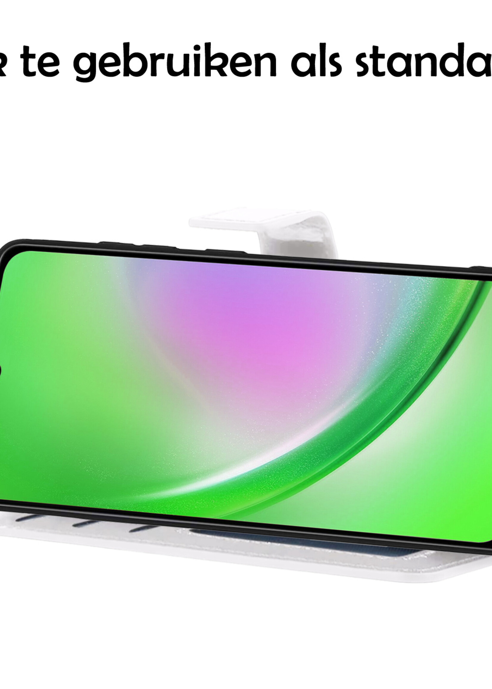 LUQ Hoesje Geschikt voor Samsung A34 Hoesje Book Case Hoes Wallet Cover - Hoes Geschikt voor Samsung Galaxy A34 Hoesje Bookcase Hoes - Wit