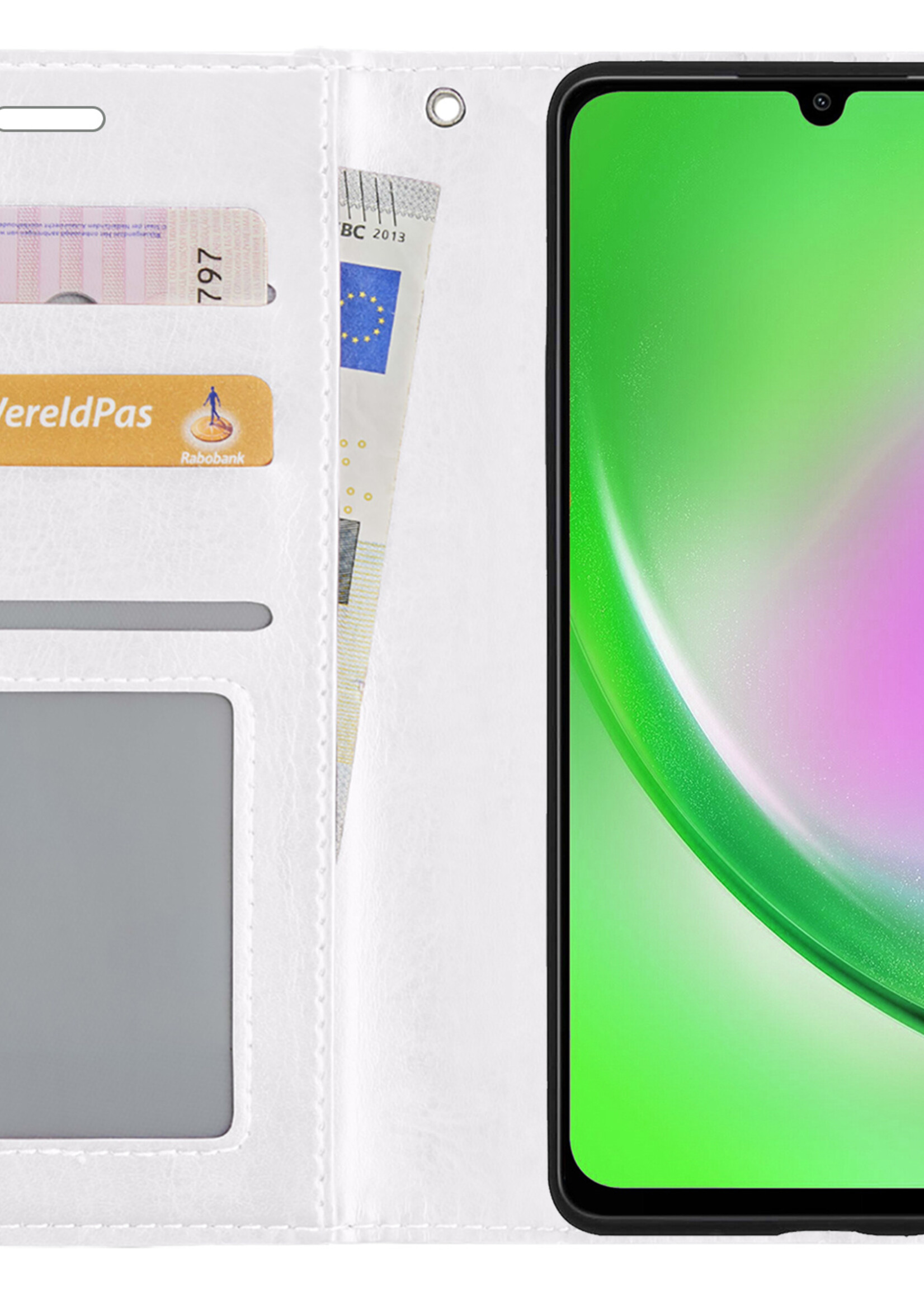 LUQ Hoesje Geschikt voor Samsung A34 Hoesje Book Case Hoes Wallet Cover - Hoes Geschikt voor Samsung Galaxy A34 Hoesje Bookcase Hoes - Wit