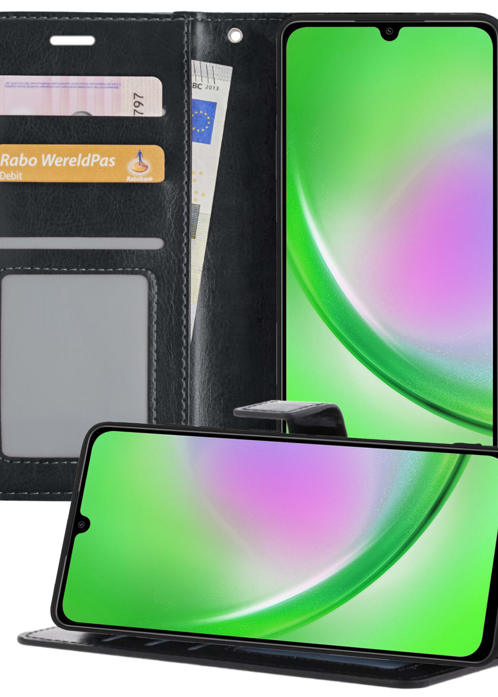 LUQ Hoesje Geschikt voor Samsung A34 Hoesje Book Case Hoes Wallet Cover - Hoes Geschikt voor Samsung Galaxy A34 Hoesje Bookcase Hoes - Zwart