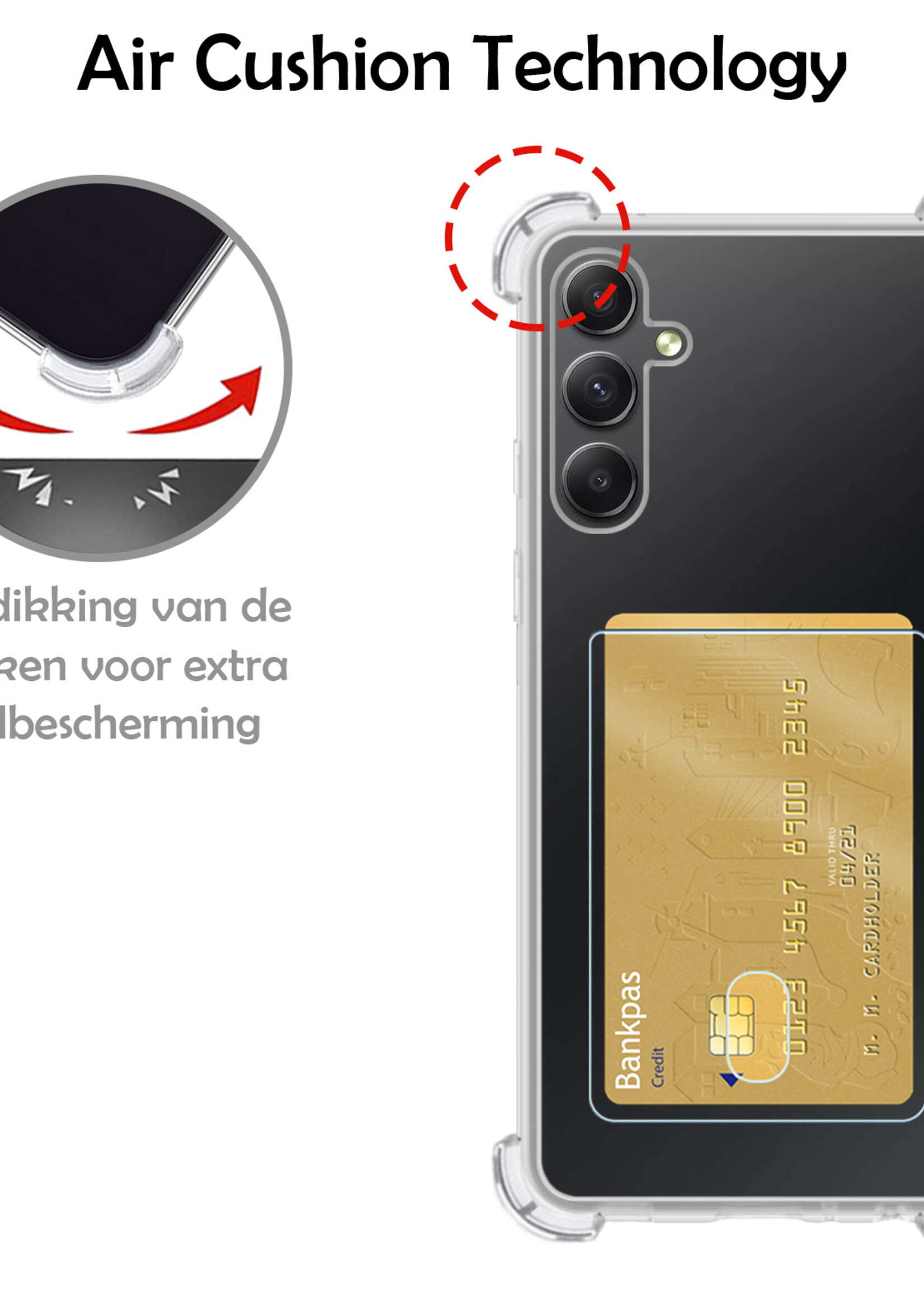 LUQ Hoesje Geschikt voor Samsung A34 Hoesje Case Pashouder Cover Siliconen - Hoes Geschikt voor Samsung Galaxy A34 Hoesje Met Kaarthouder - Transparant