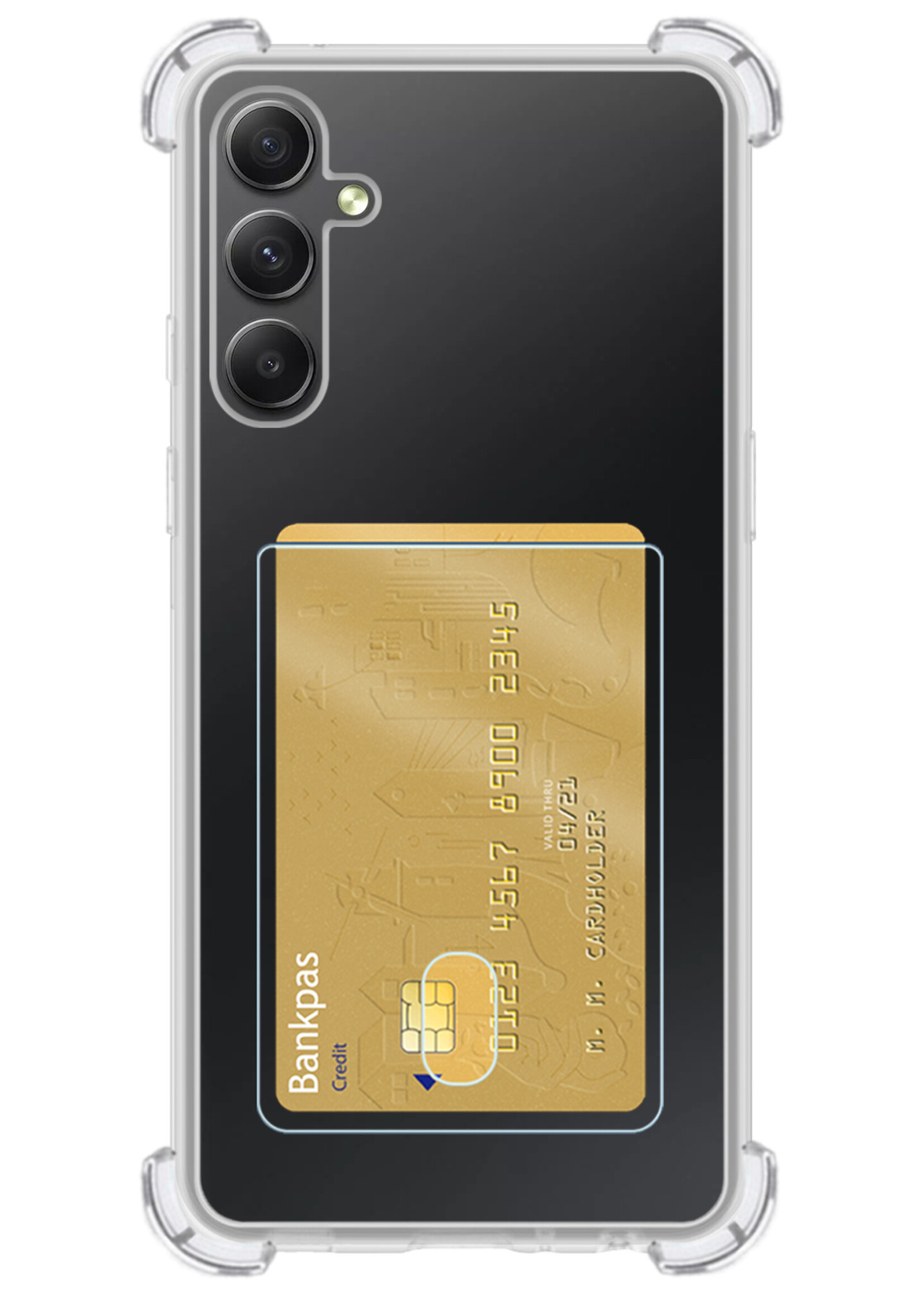 LUQ Hoesje Geschikt voor Samsung A34 Hoesje Case Pashouder Cover Siliconen - Hoes Geschikt voor Samsung Galaxy A34 Hoesje Met Kaarthouder - Transparant