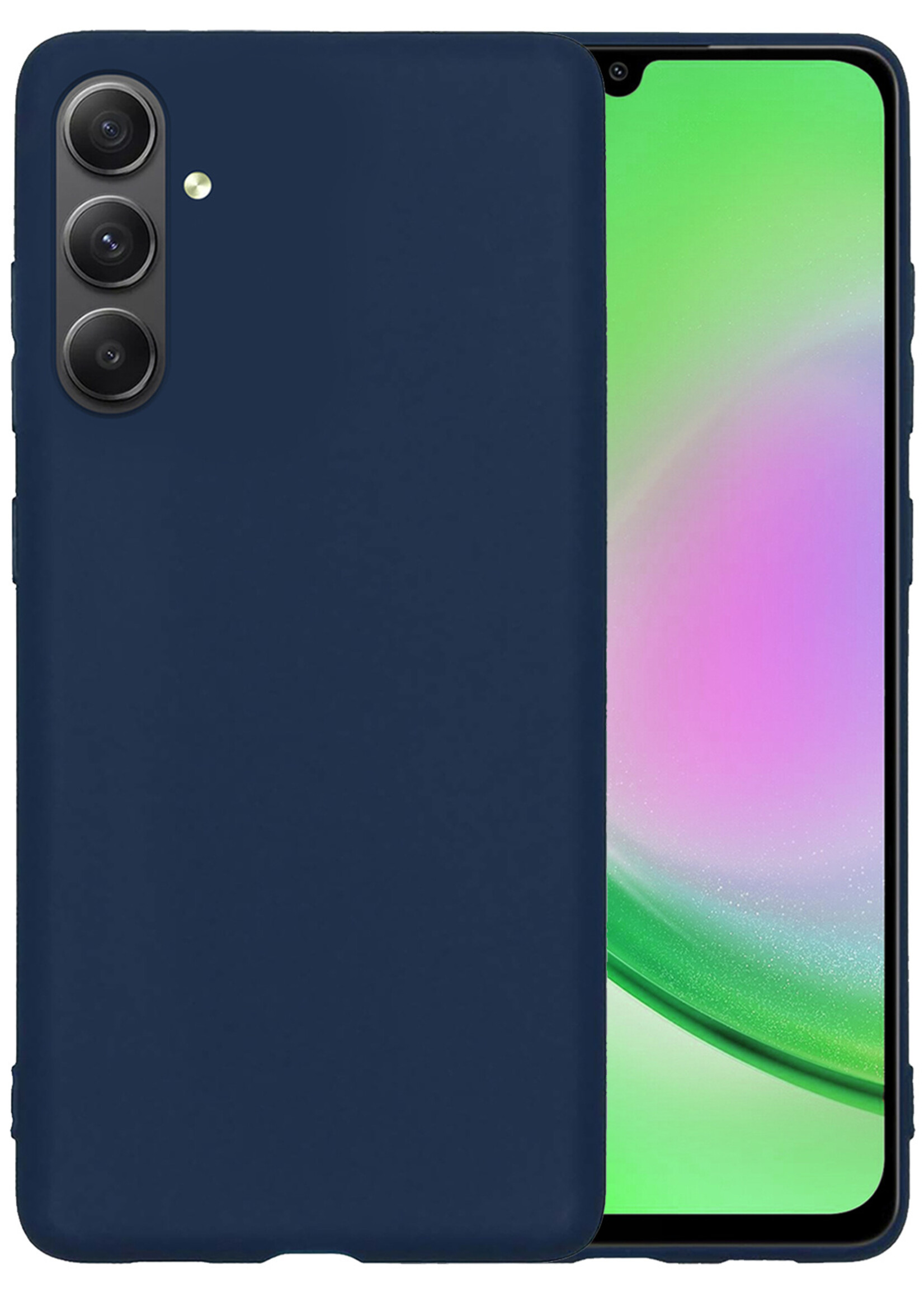 LUQ Hoesje Geschikt voor Samsung A34 Hoesje Siliconen Case - Hoes Geschikt voor Samsung Galaxy A34 Hoes Siliconen - Donkerblauw