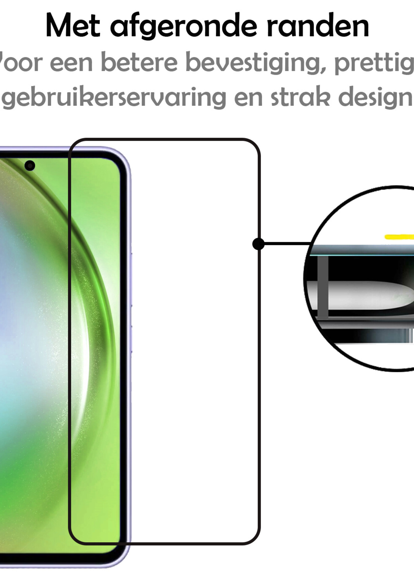 LUQ Screenprotector Geschikt voor Samsung A54 Screenprotector Glas Full Cover - Screenprotector Geschikt voor Samsung Galaxy A54 Screenprotector Full Cover