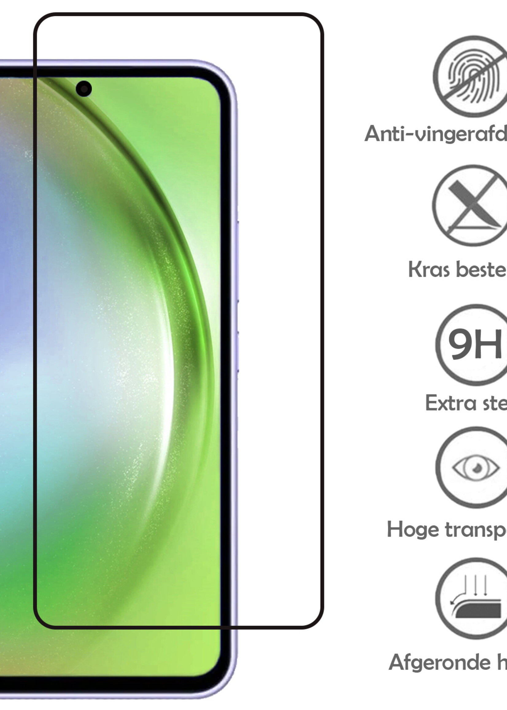 LUQ Screenprotector Geschikt voor Samsung A54 Screenprotector Glas Full Cover - Screenprotector Geschikt voor Samsung Galaxy A54 Screenprotector Full Cover - 2 Stuks