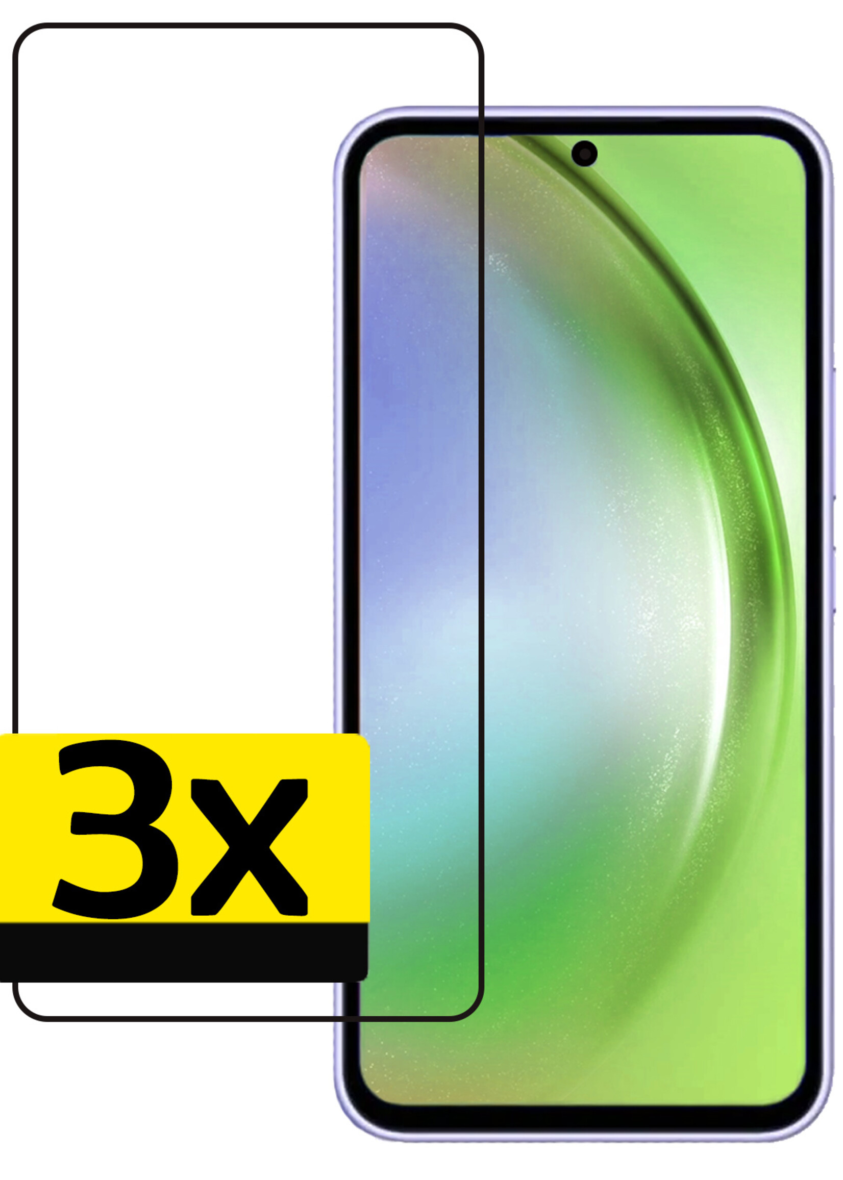LUQ Screenprotector Geschikt voor Samsung A54 Screenprotector Glas Full Cover - Screenprotector Geschikt voor Samsung Galaxy A54 Screenprotector Full Cover - 3 Stuks