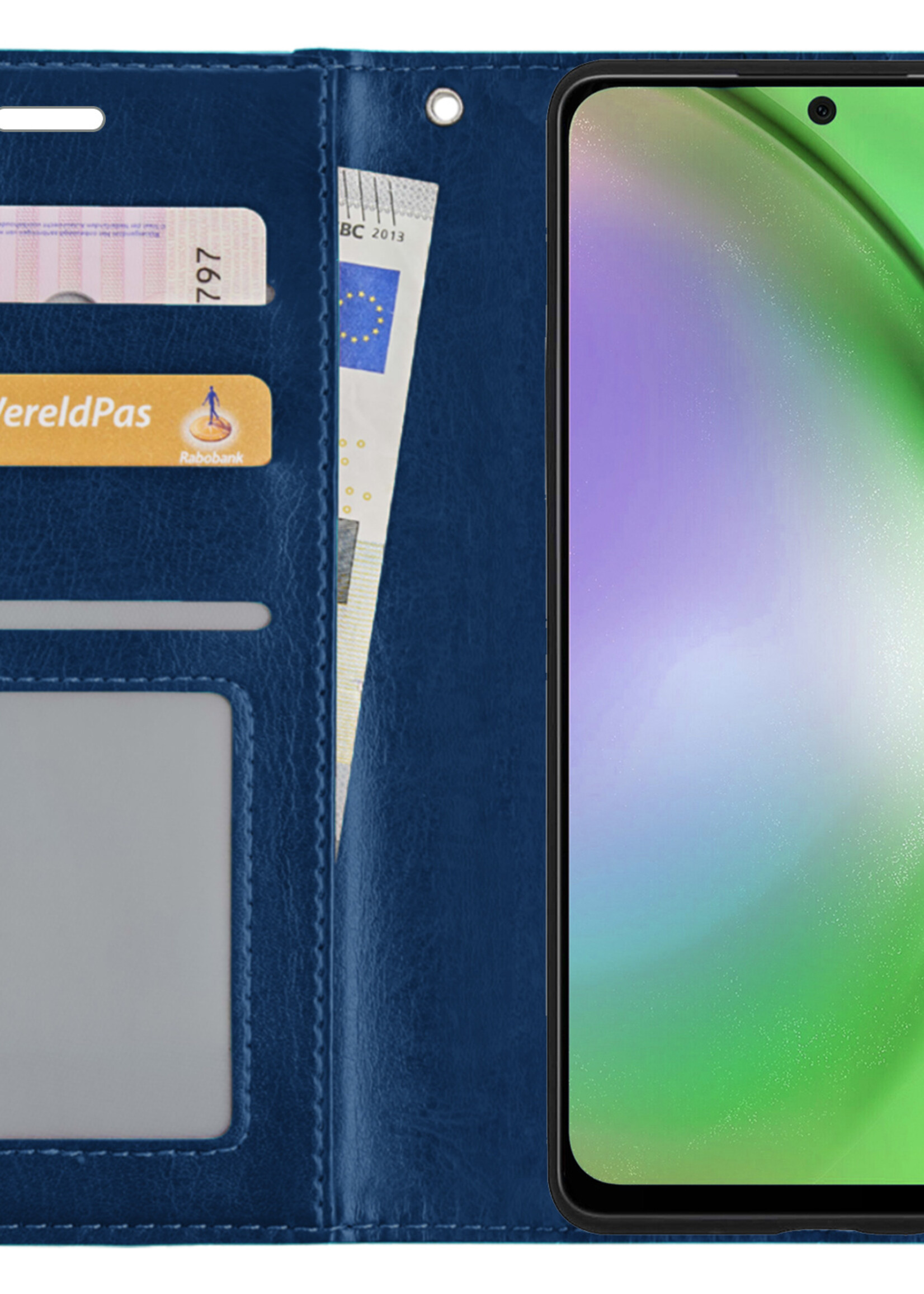 LUQ Hoesje Geschikt voor Samsung A54 Hoesje Book Case Hoes Wallet Cover - Hoes Geschikt voor Samsung Galaxy A54 Hoesje Bookcase Hoes - Donkerblauw