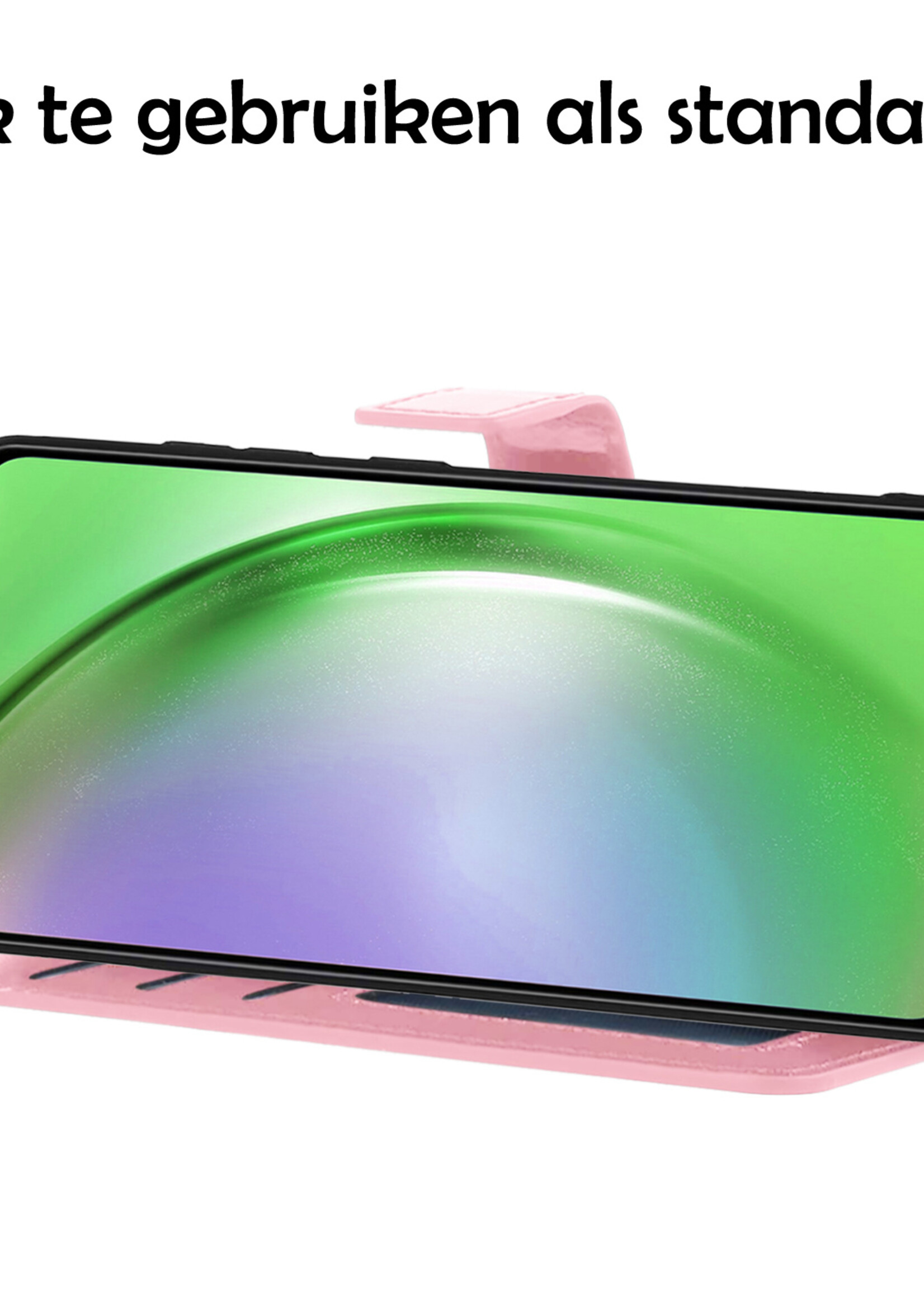 LUQ Hoesje Geschikt voor Samsung A54 Hoesje Book Case Hoes Wallet Cover - Hoes Geschikt voor Samsung Galaxy A54 Hoesje Bookcase Hoes - Lichtroze