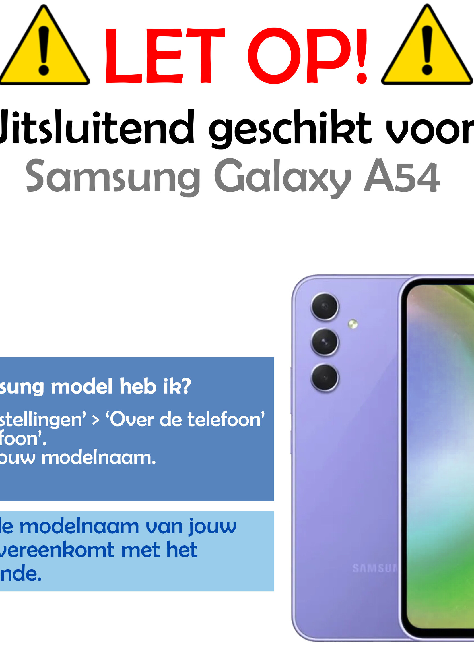 LUQ Hoesje Geschikt voor Samsung A54 Hoesje Book Case Hoes Wallet Cover - Hoes Geschikt voor Samsung Galaxy A54 Hoesje Bookcase Hoes - Paars
