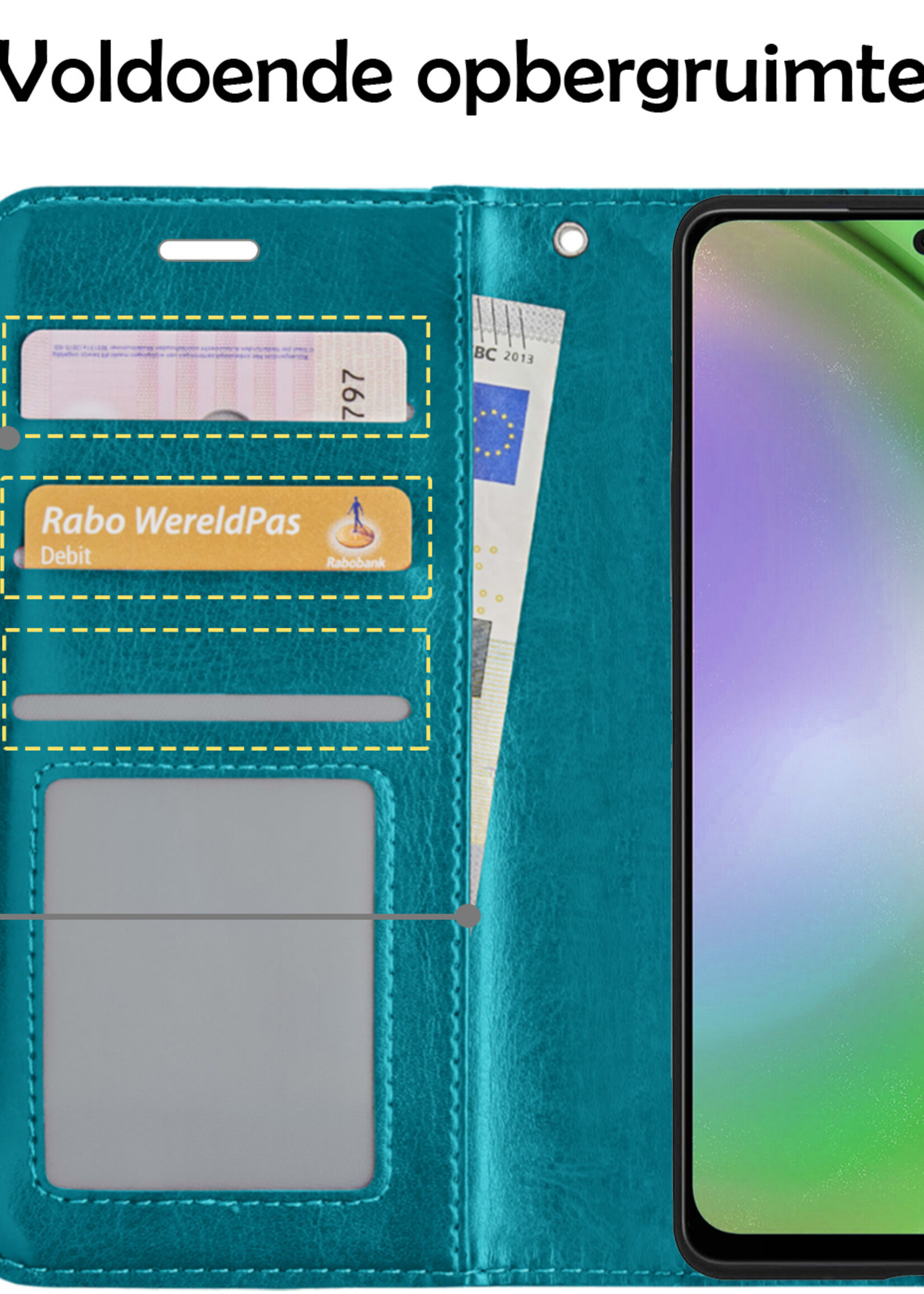 LUQ Hoesje Geschikt voor Samsung A54 Hoesje Book Case Hoes Wallet Cover - Hoes Geschikt voor Samsung Galaxy A54 Hoesje Bookcase Hoes - Turquoise