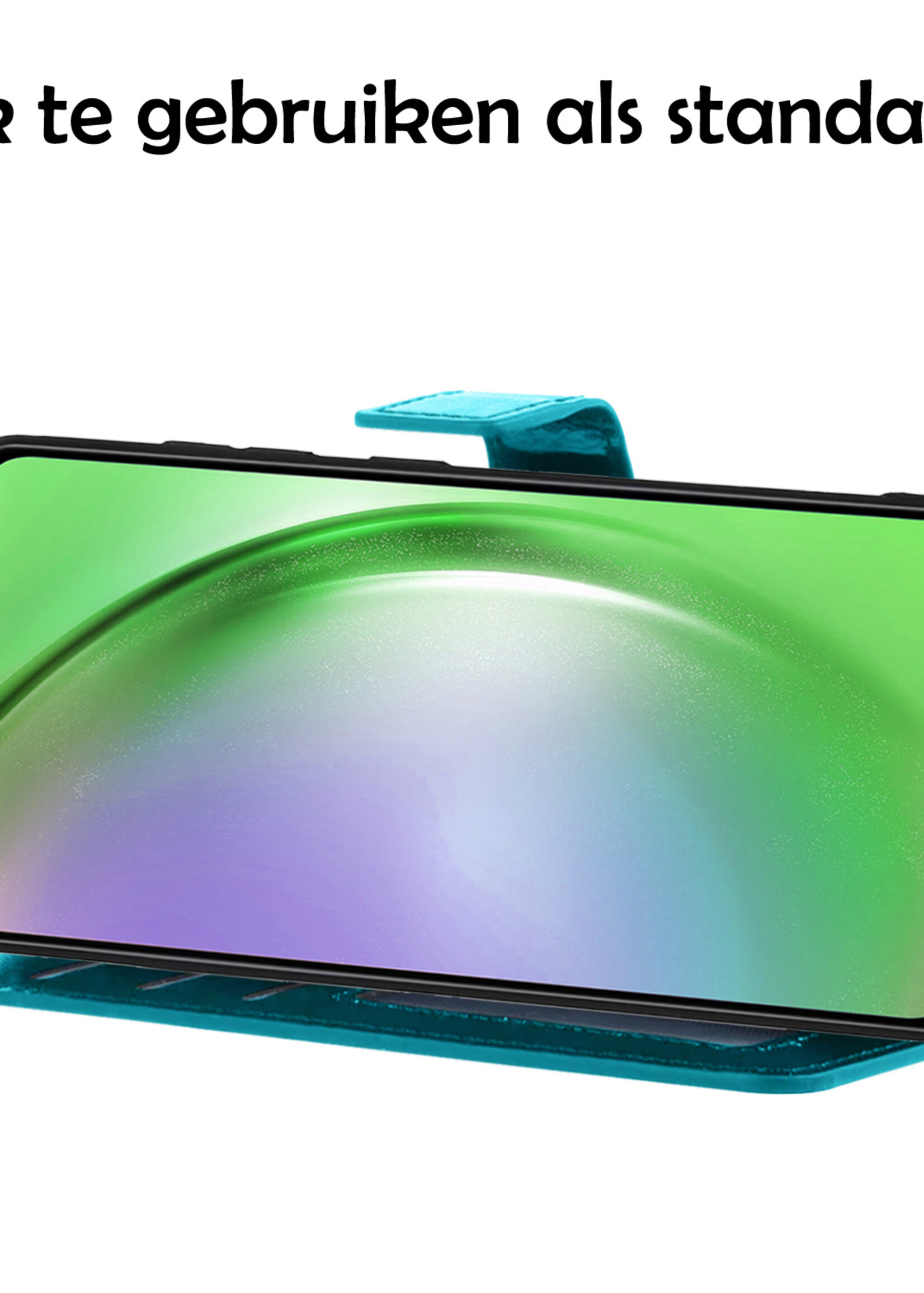 Hoesje Geschikt voor Samsung A54 Hoesje Book Case Hoes Wallet Cover - Hoes Geschikt voor Samsung Galaxy A54 Hoesje Bookcase Hoes - Turquoise