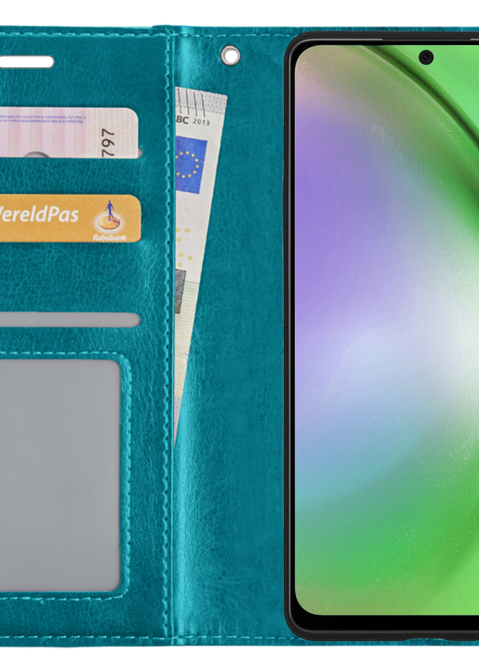 LUQ Hoesje Geschikt voor Samsung A54 Hoesje Book Case Hoes Wallet Cover - Hoes Geschikt voor Samsung Galaxy A54 Hoesje Bookcase Hoes - Turquoise