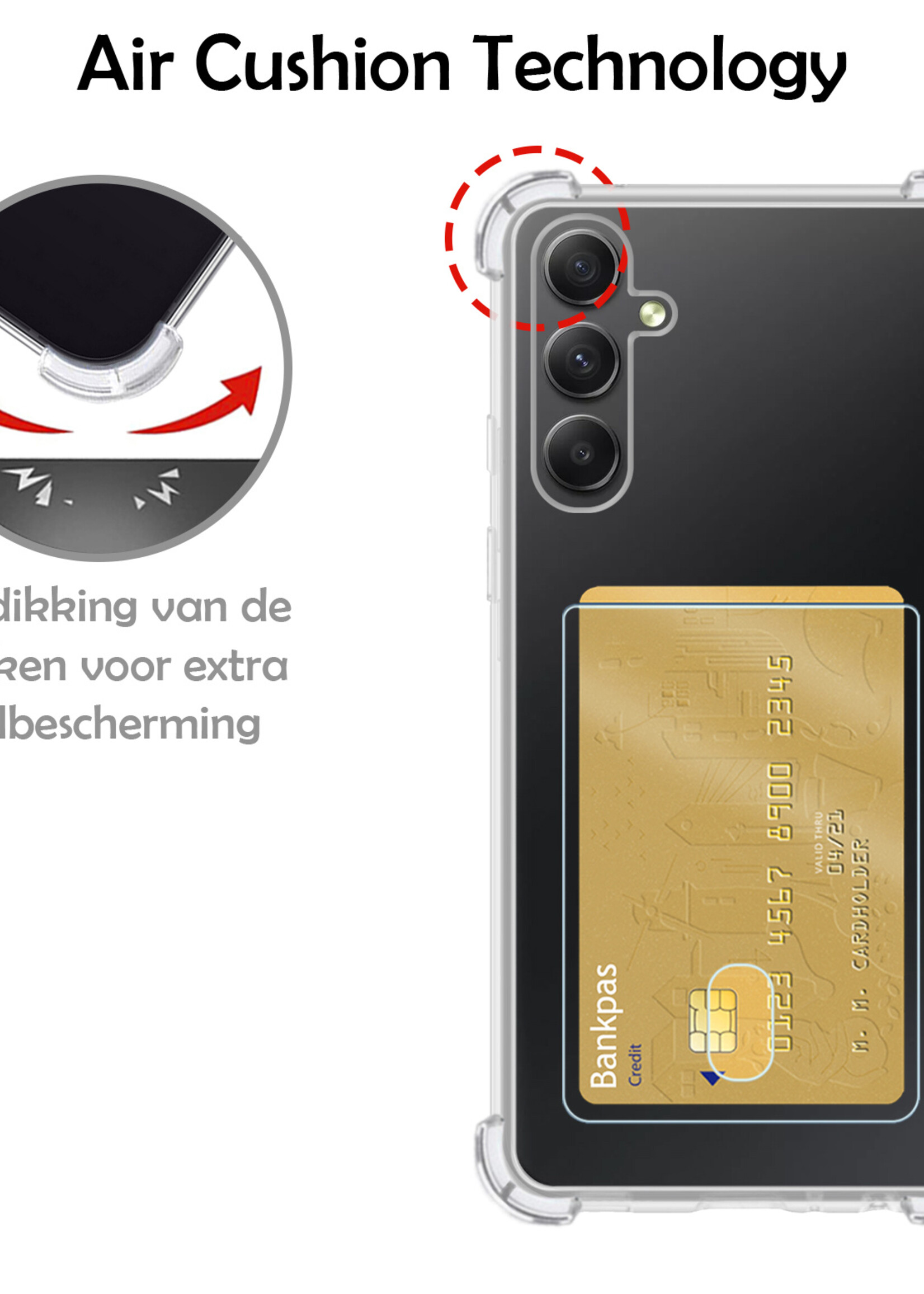 LUQ Hoesje Geschikt voor Samsung A54 Hoesje Case Pashouder Cover Siliconen - Hoes Geschikt voor Samsung Galaxy A54 Hoesje Met Kaarthouder - Transparant