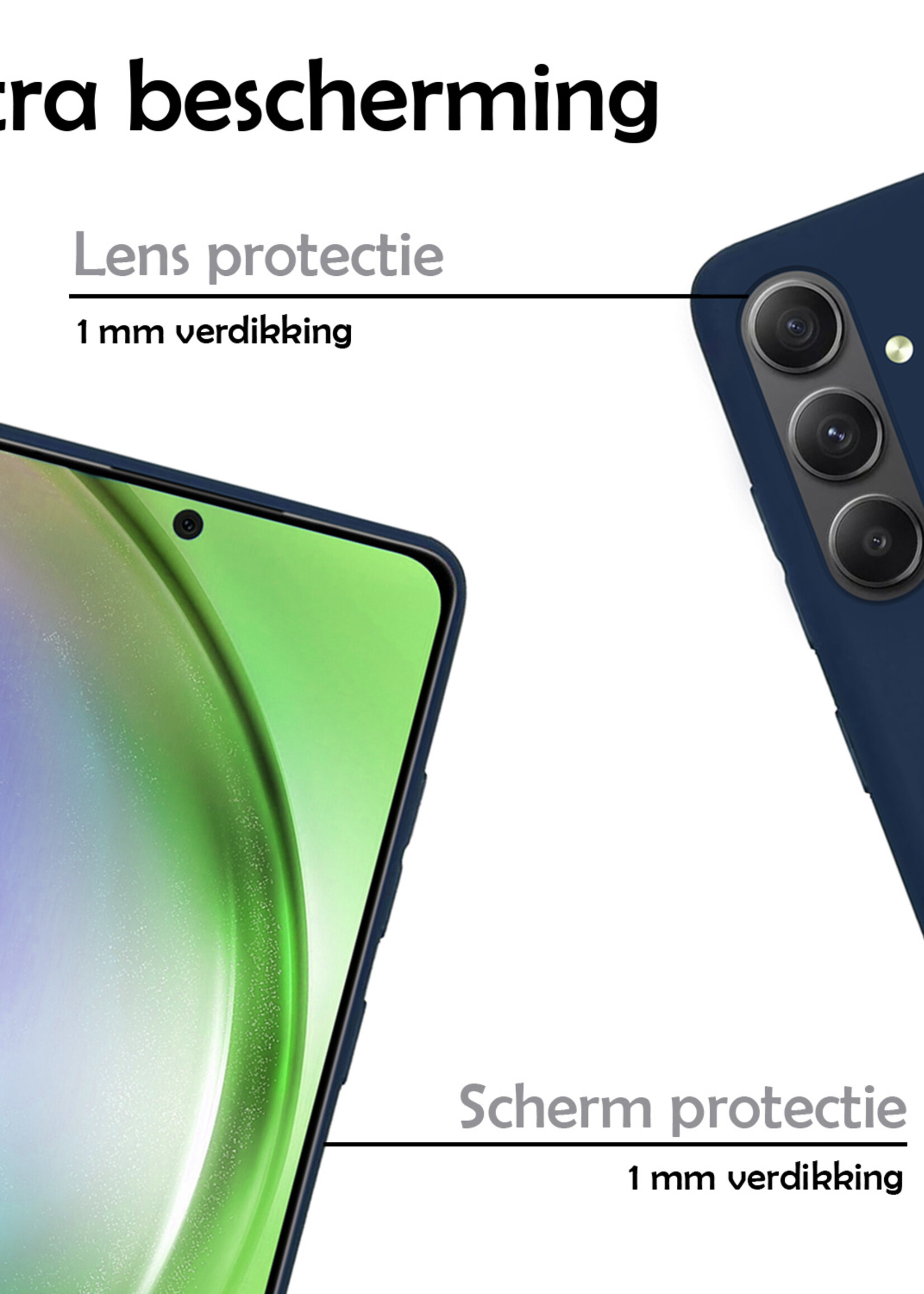 LUQ Hoesje Geschikt voor Samsung A54 Hoesje Siliconen Case - Hoes Geschikt voor Samsung Galaxy A54 Hoes Siliconen - Donkerblauw