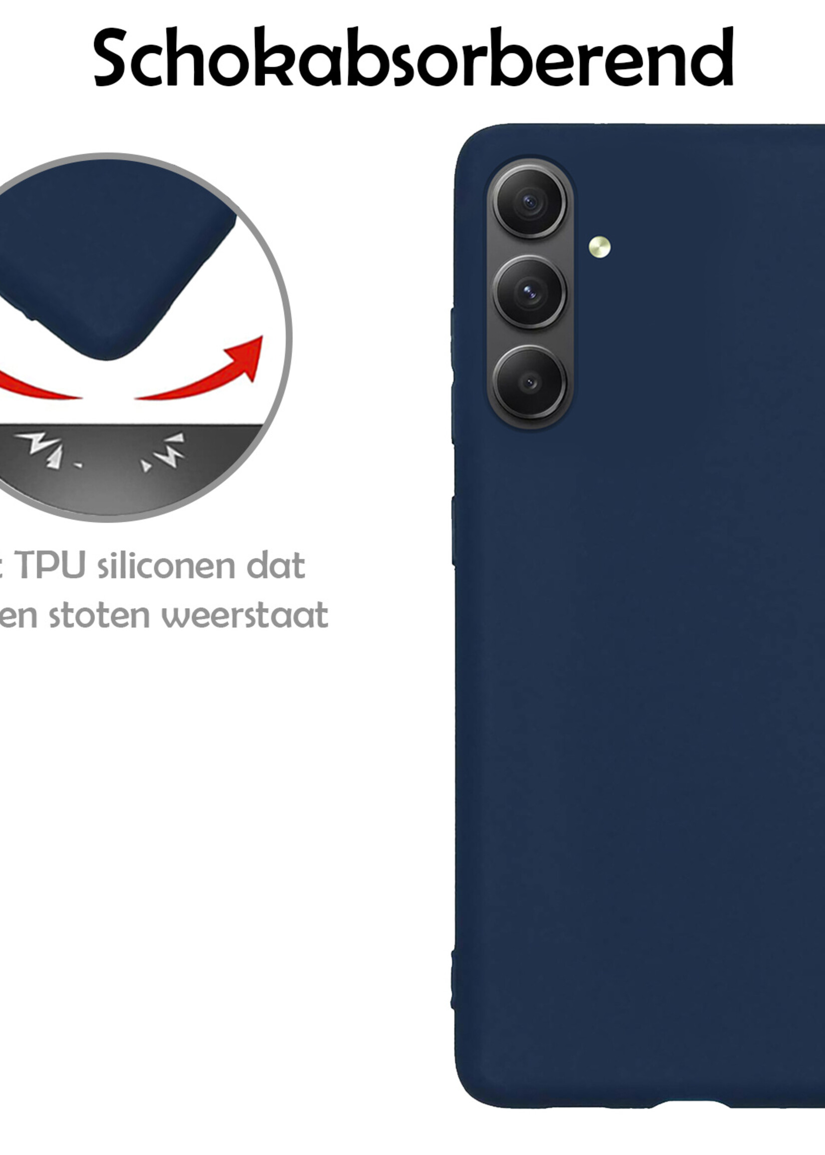 LUQ Hoesje Geschikt voor Samsung A54 Hoesje Siliconen Case - Hoes Geschikt voor Samsung Galaxy A54 Hoes Siliconen - Donkerblauw