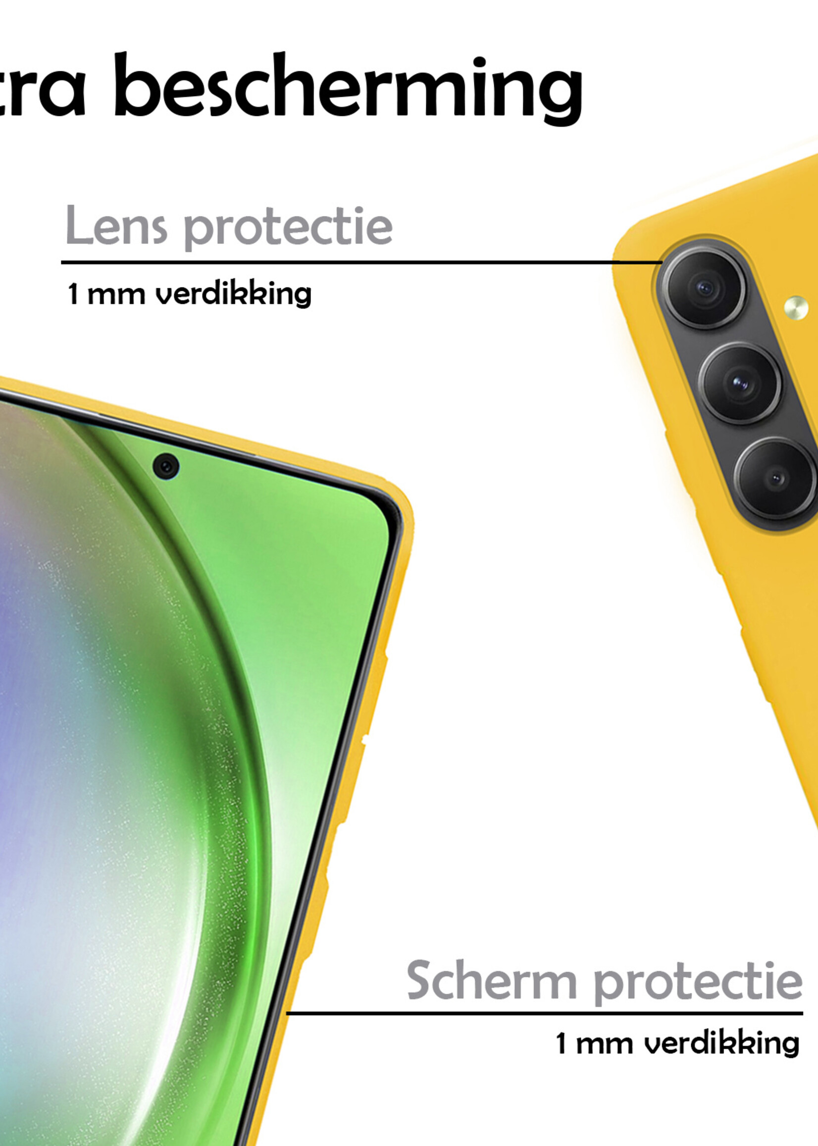 LUQ Hoesje Geschikt voor Samsung A54 Hoesje Siliconen Case - Hoes Geschikt voor Samsung Galaxy A54 Hoes Siliconen - Geel - 2 Stuks