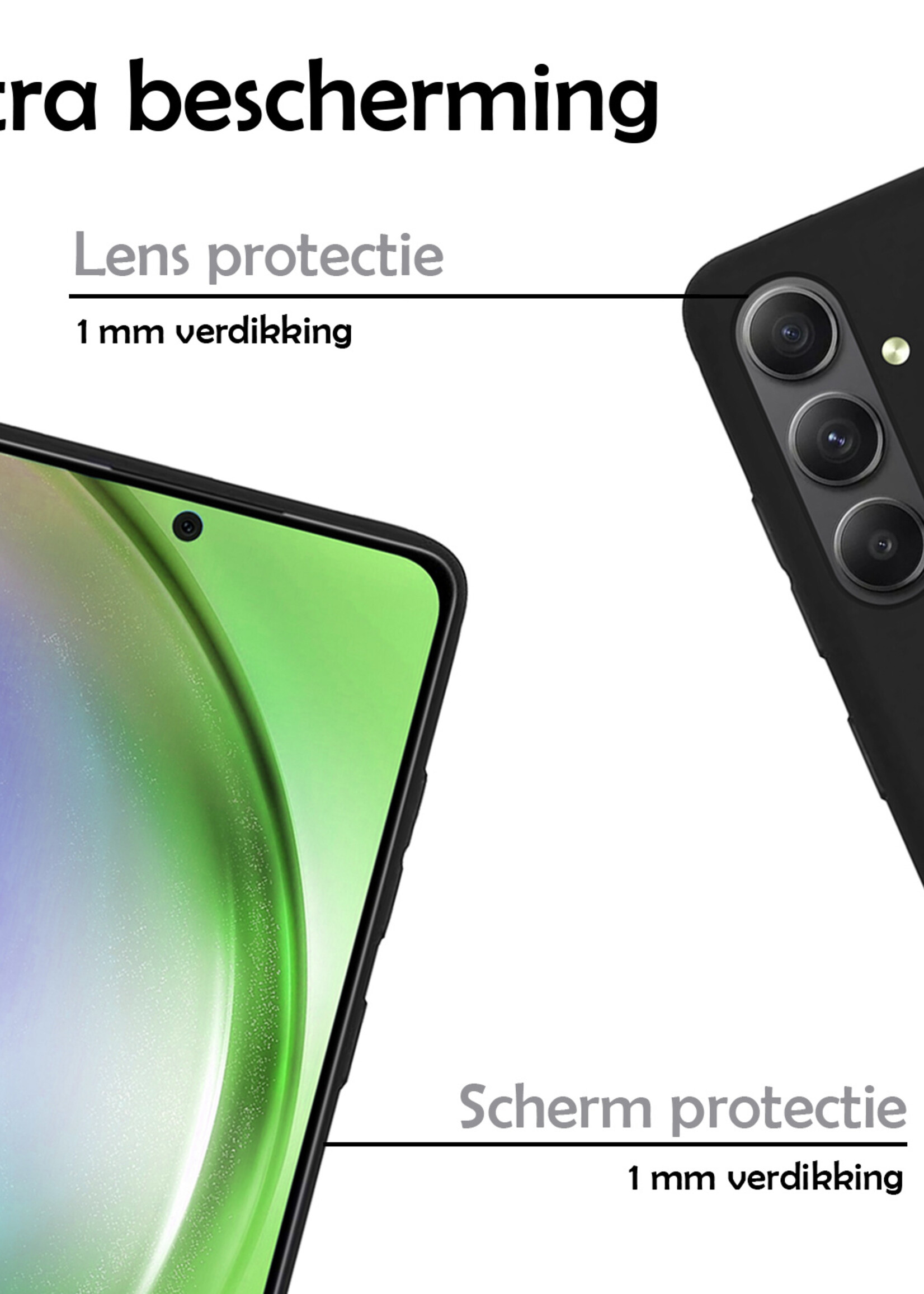 LUQ Hoesje Geschikt voor Samsung A54 Hoesje Siliconen Case - Hoes Geschikt voor Samsung Galaxy A54 Hoes Siliconen - Zwart - 2 Stuks