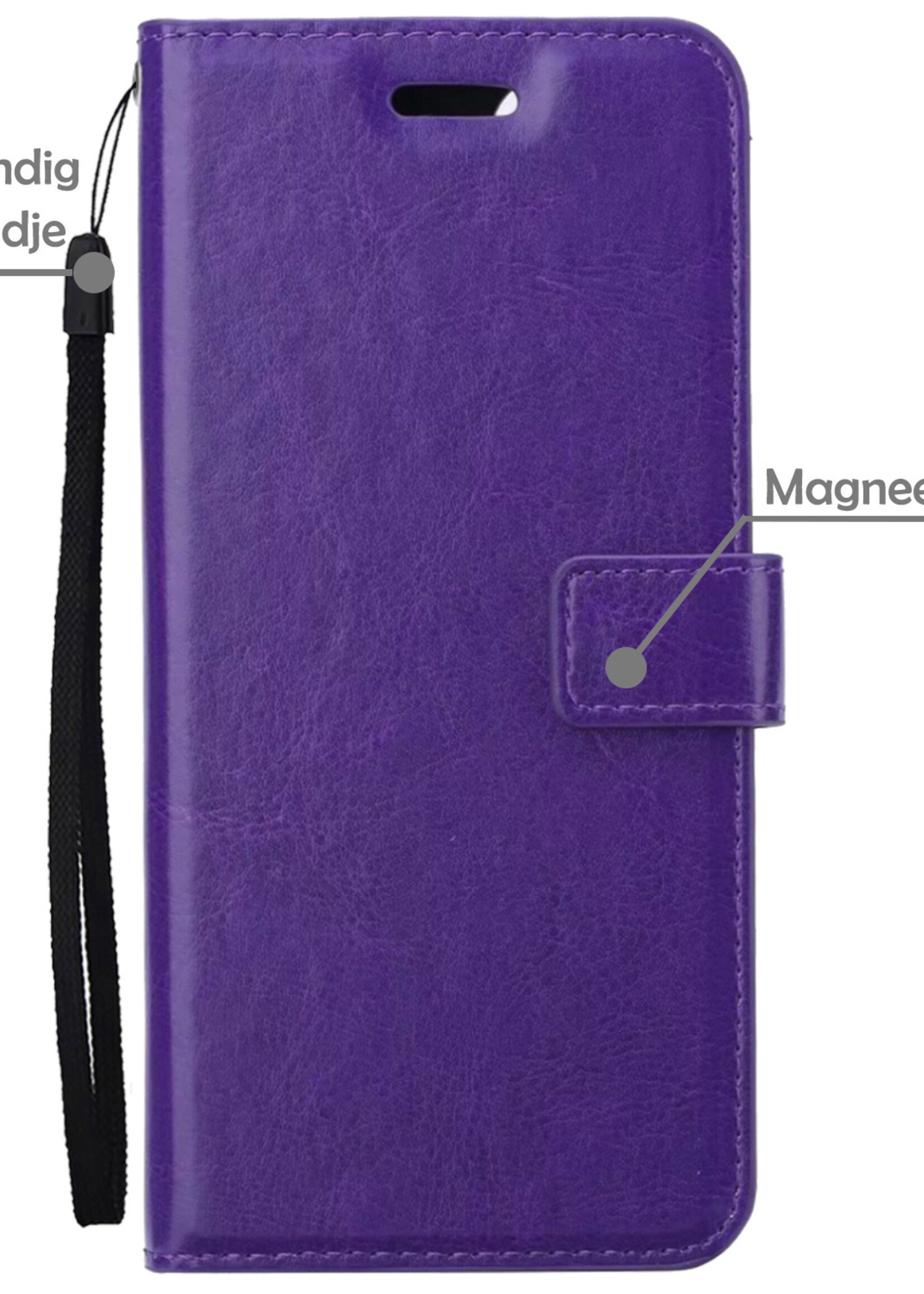 LUQ Hoesje Geschikt voor Samsung A34 Hoesje Book Case Hoes Wallet Cover Met Screenprotector - Hoes Geschikt voor Samsung Galaxy A34 Hoesje Bookcase Hoes - Paars