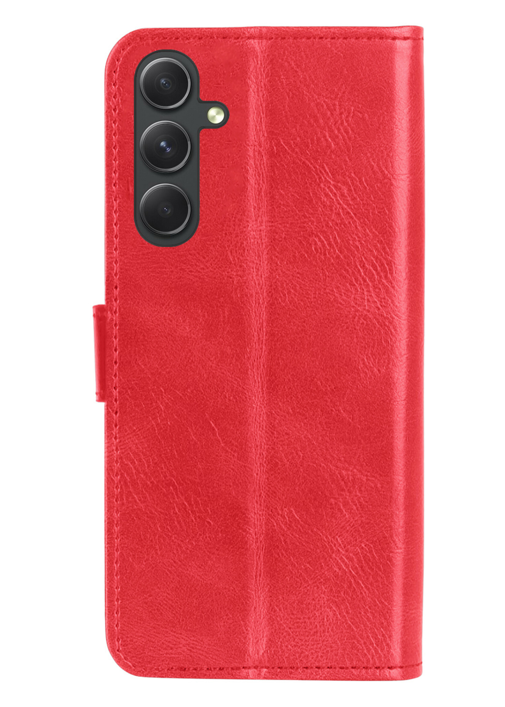 LUQ Hoesje Geschikt voor Samsung A34 Hoesje Book Case Hoes Wallet Cover Met Screenprotector - Hoes Geschikt voor Samsung Galaxy A34 Hoesje Bookcase Hoes - Rood