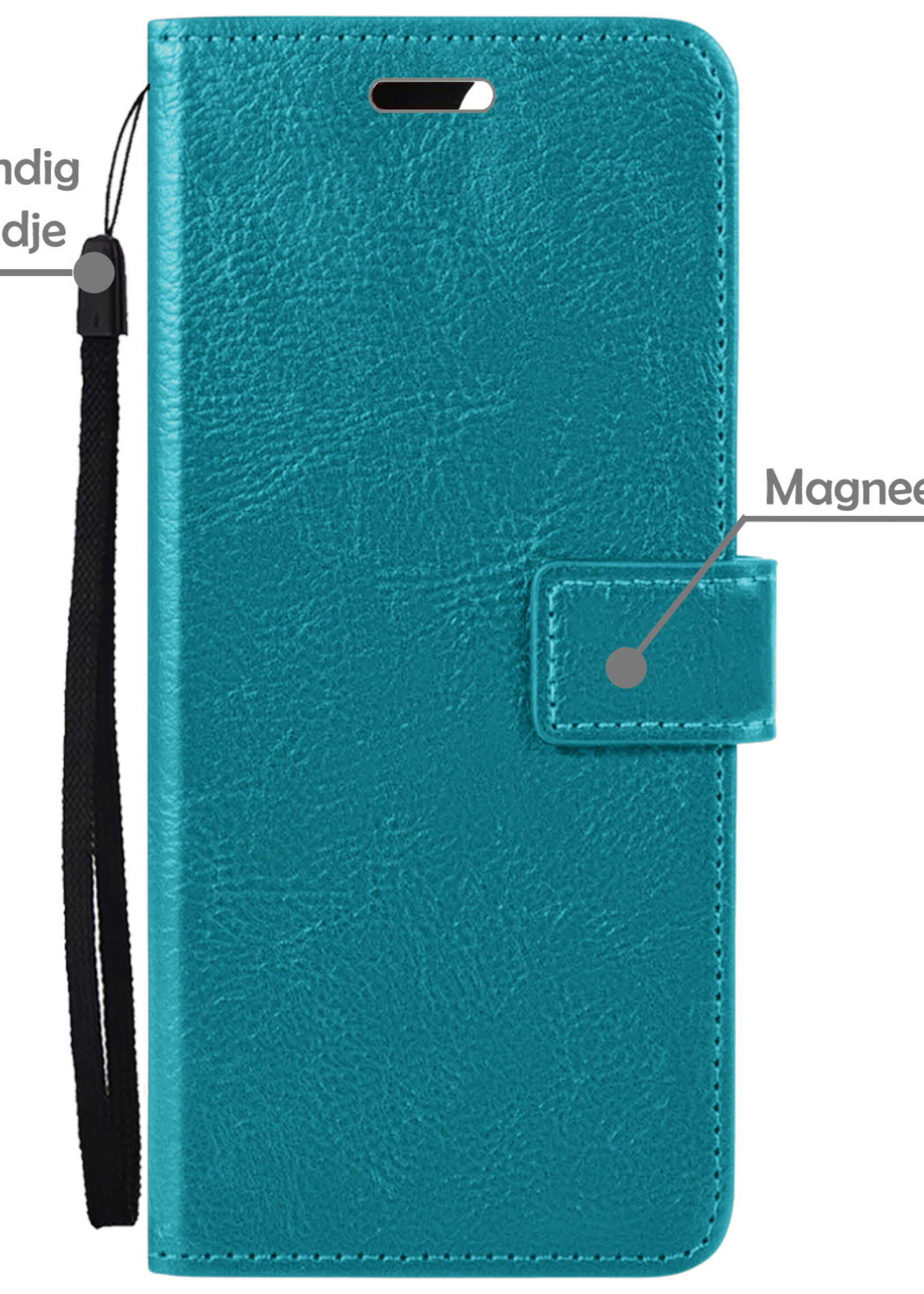 LUQ Hoesje Geschikt voor Samsung A34 Hoesje Book Case Hoes Wallet Cover Met Screenprotector - Hoes Geschikt voor Samsung Galaxy A34 Hoesje Bookcase Hoes - Turquoise