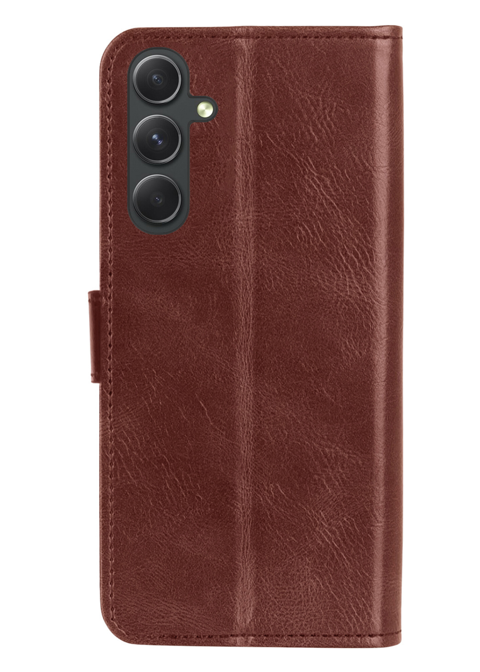 LUQ Hoesje Geschikt voor Samsung A34 Hoesje Book Case Hoes Wallet Cover Met 2x Screenprotector - Hoes Geschikt voor Samsung Galaxy A34 Hoesje Bookcase Hoes - Bruin