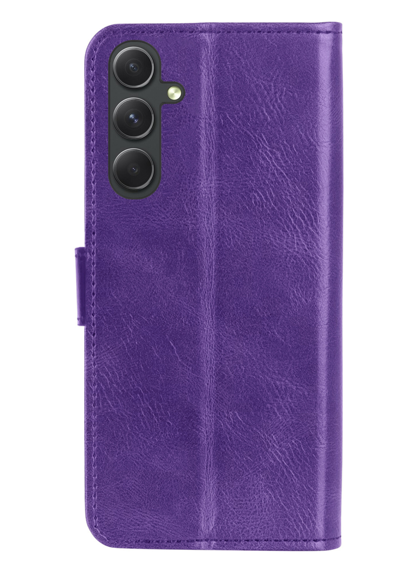 LUQ Hoesje Geschikt voor Samsung A34 Hoesje Book Case Hoes Wallet Cover Met 2x Screenprotector - Hoes Geschikt voor Samsung Galaxy A34 Hoesje Bookcase Hoes - Paars