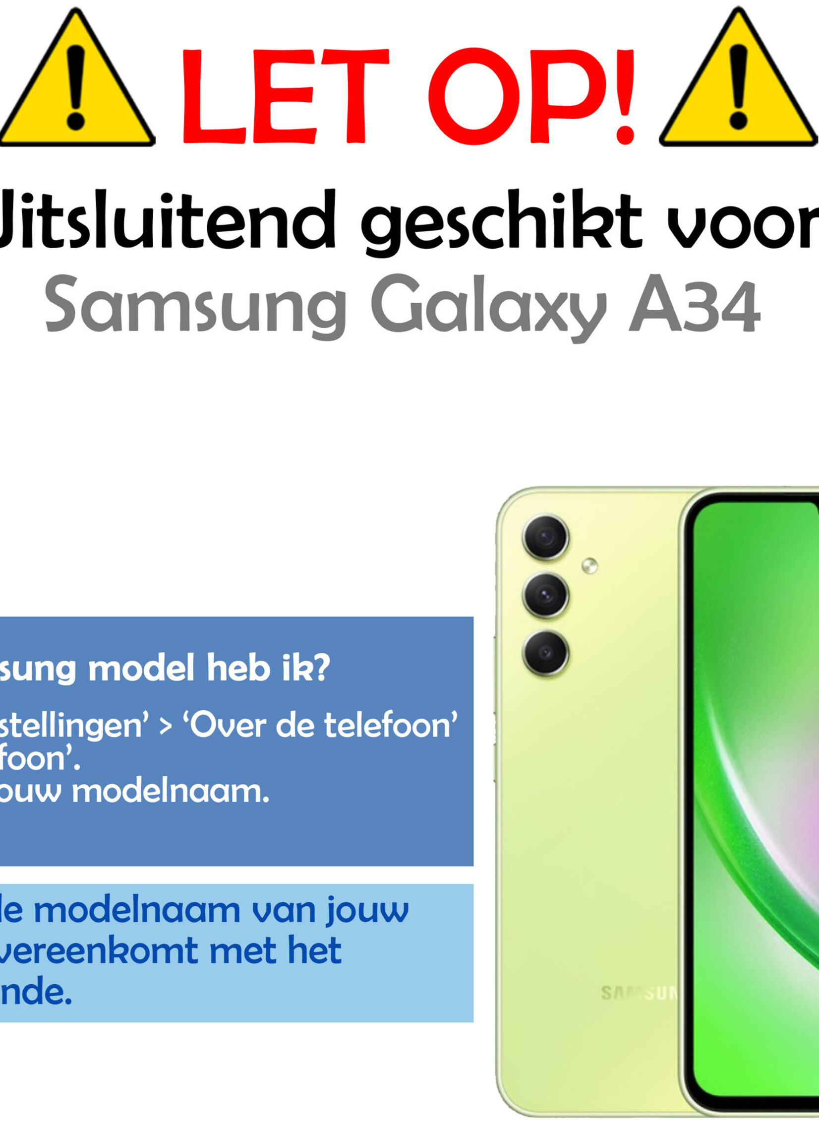 LUQ Hoesje Geschikt voor Samsung A34 Hoesje Siliconen Case Met Screenprotector - Hoes Geschikt voor Samsung Galaxy A34 Hoes Siliconen - Donkerblauw