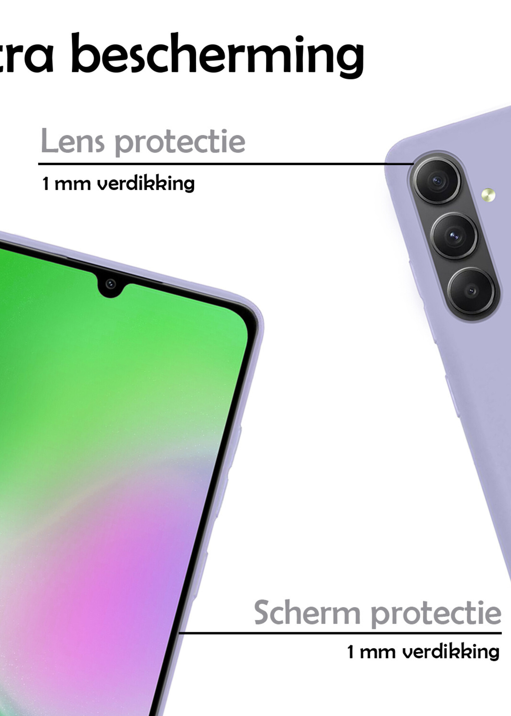 LUQ Hoesje Geschikt voor Samsung A34 Hoesje Siliconen Case Met Screenprotector - Hoes Geschikt voor Samsung Galaxy A34 Hoes Siliconen - Lila