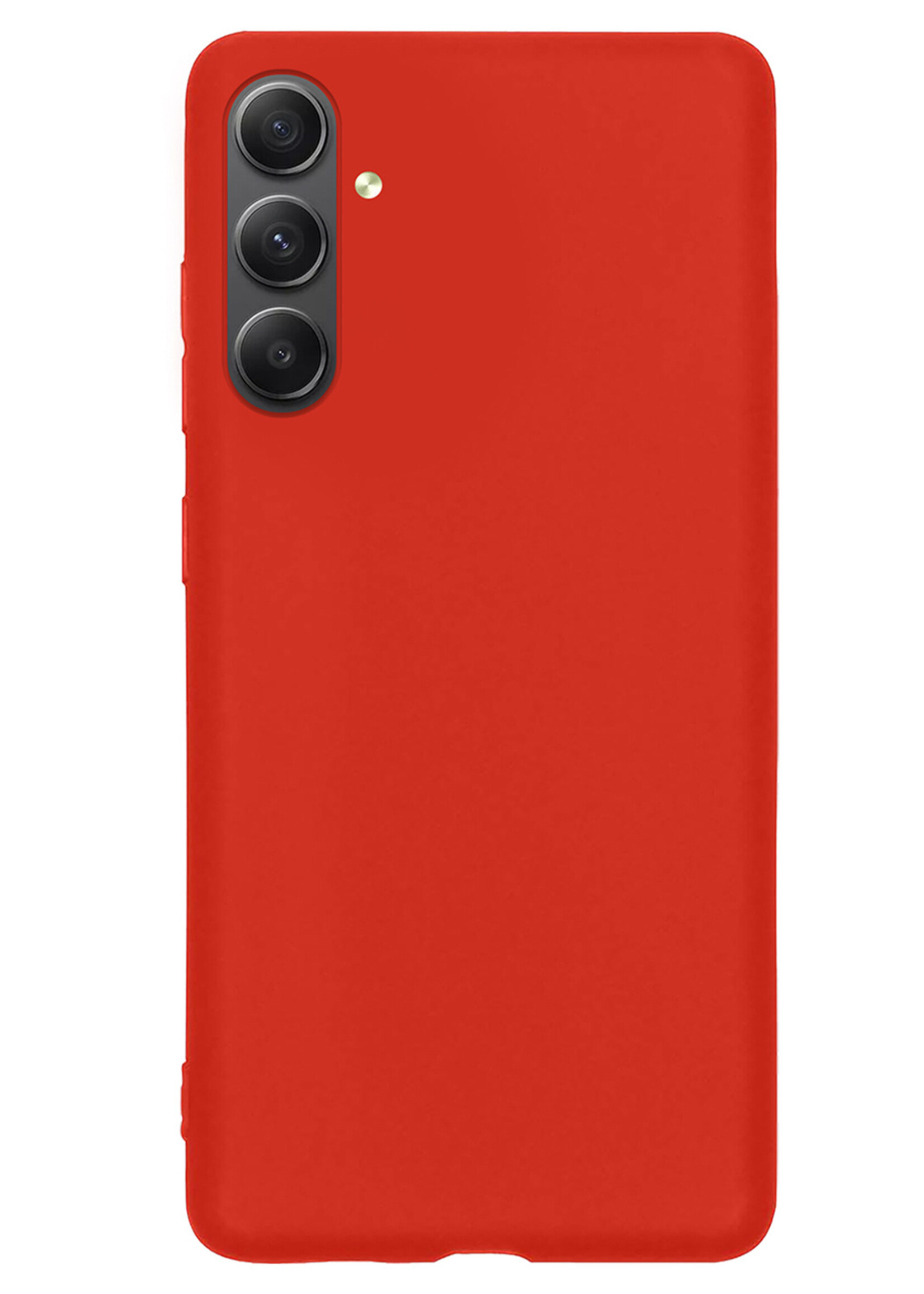 Hoesje Geschikt voor Samsung A34 Hoesje Siliconen Case Met Screenprotector - Hoes Geschikt voor Samsung Galaxy A34 Hoes Siliconen - Rood