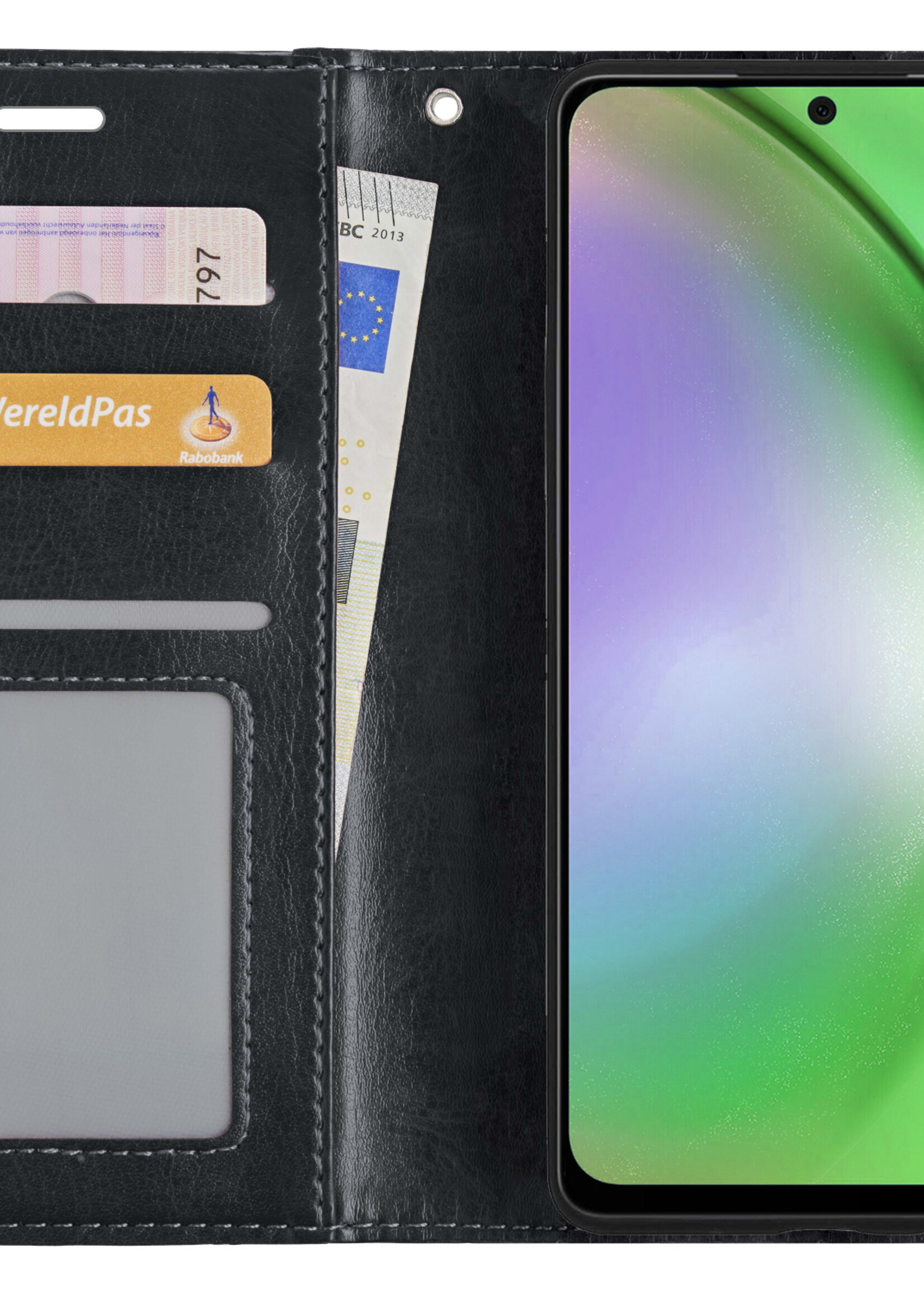 LUQ Hoesje Geschikt voor Samsung A54 Hoesje Book Case Hoes Wallet Cover Met Screenprotector - Hoes Geschikt voor Samsung Galaxy A54 Hoesje Bookcase Hoes - Zwart
