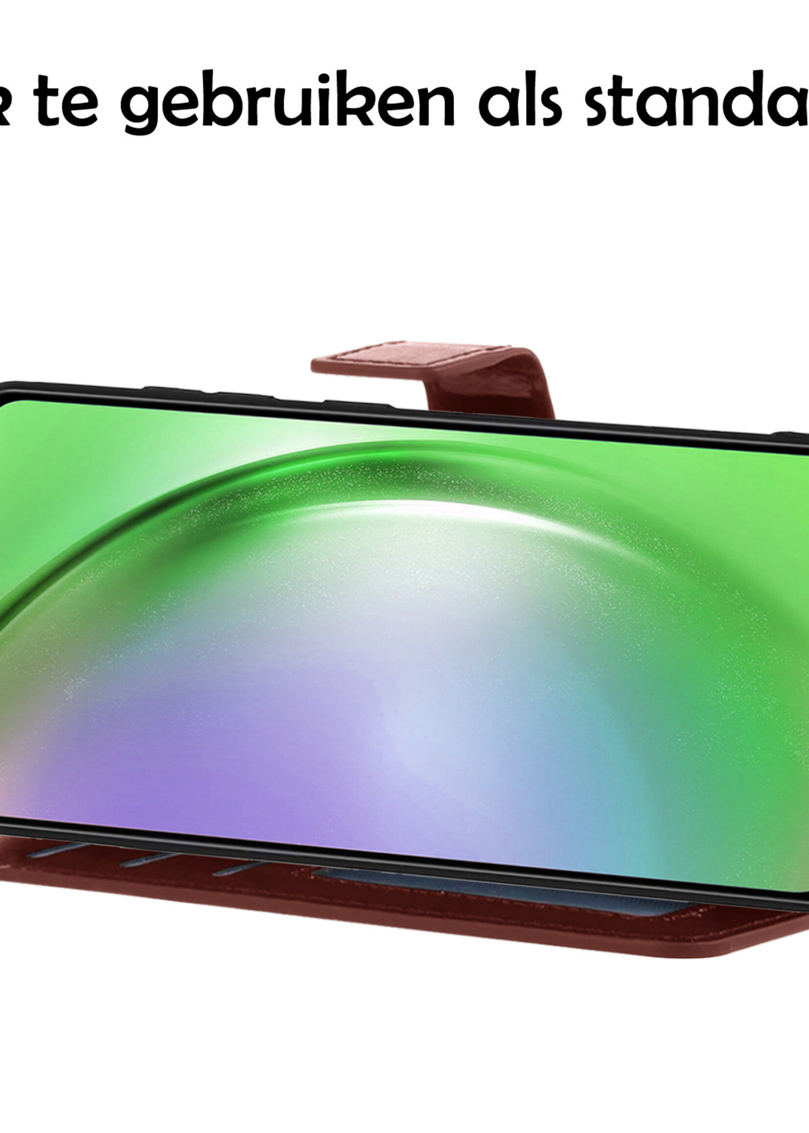LUQ Hoesje Geschikt voor Samsung A54 Hoesje Book Case Hoes Wallet Cover Met 2x Screenprotector - Hoes Geschikt voor Samsung Galaxy A54 Hoesje Bookcase Hoes - Bruin