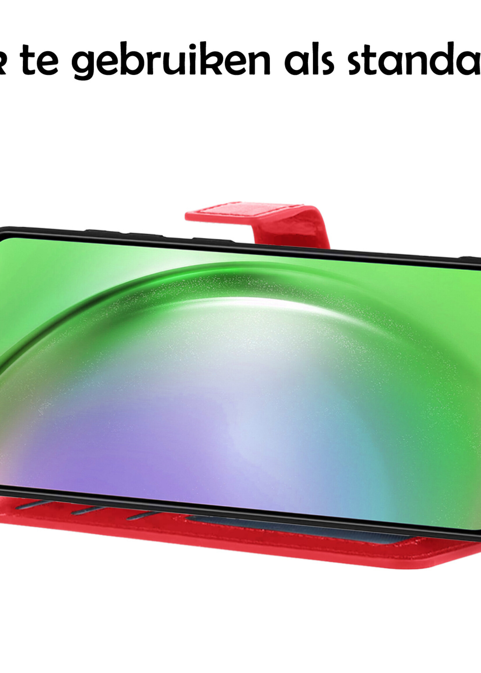 LUQ Hoesje Geschikt voor Samsung A54 Hoesje Book Case Hoes Wallet Cover Met 2x Screenprotector - Hoes Geschikt voor Samsung Galaxy A54 Hoesje Bookcase Hoes - Rood