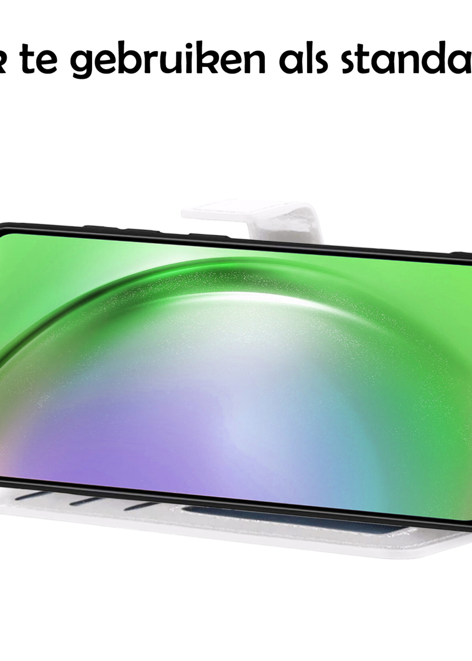 LUQ Hoesje Geschikt voor Samsung A54 Hoesje Book Case Hoes Wallet Cover Met 2x Screenprotector - Hoes Geschikt voor Samsung Galaxy A54 Hoesje Bookcase Hoes - Wit