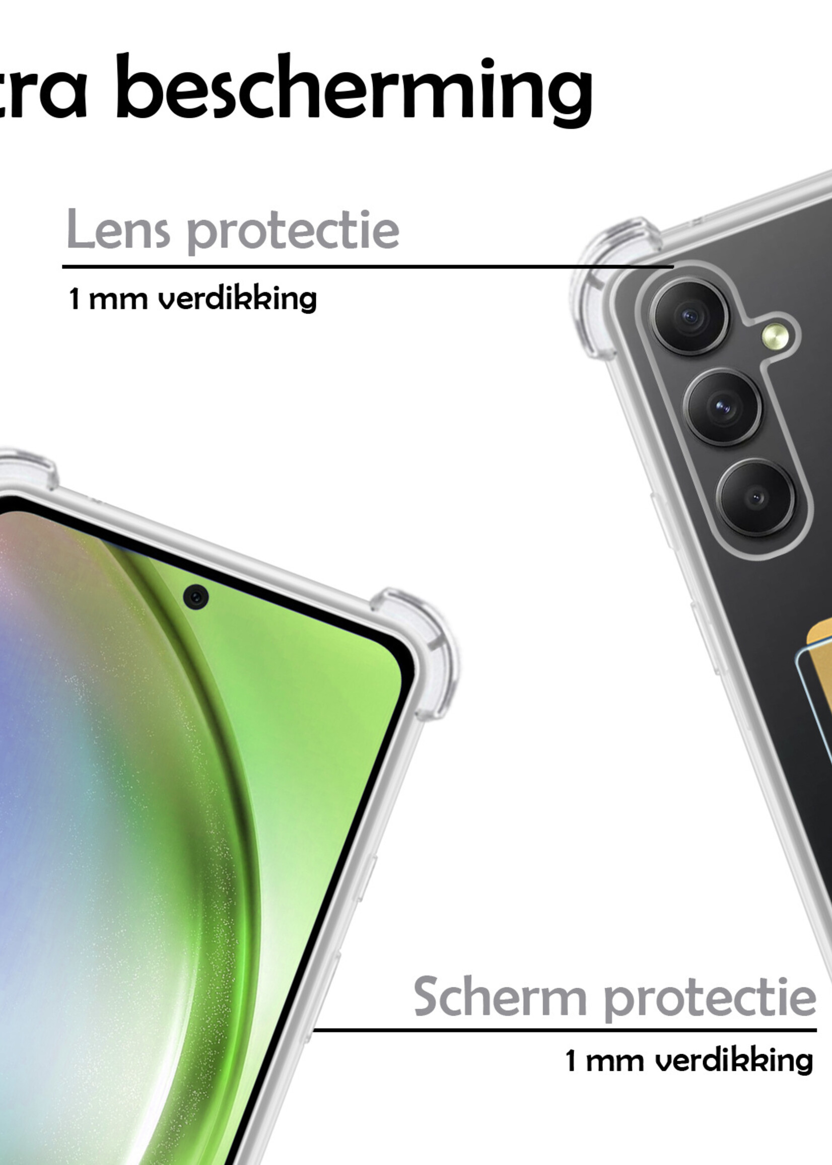 LUQ Hoesje Geschikt voor Samsung A54 Hoesje Case Pashouder Cover Siliconen Met Screenprotector - Hoes Geschikt voor Samsung Galaxy A54 Hoesje Met Kaarthouder- Transparant