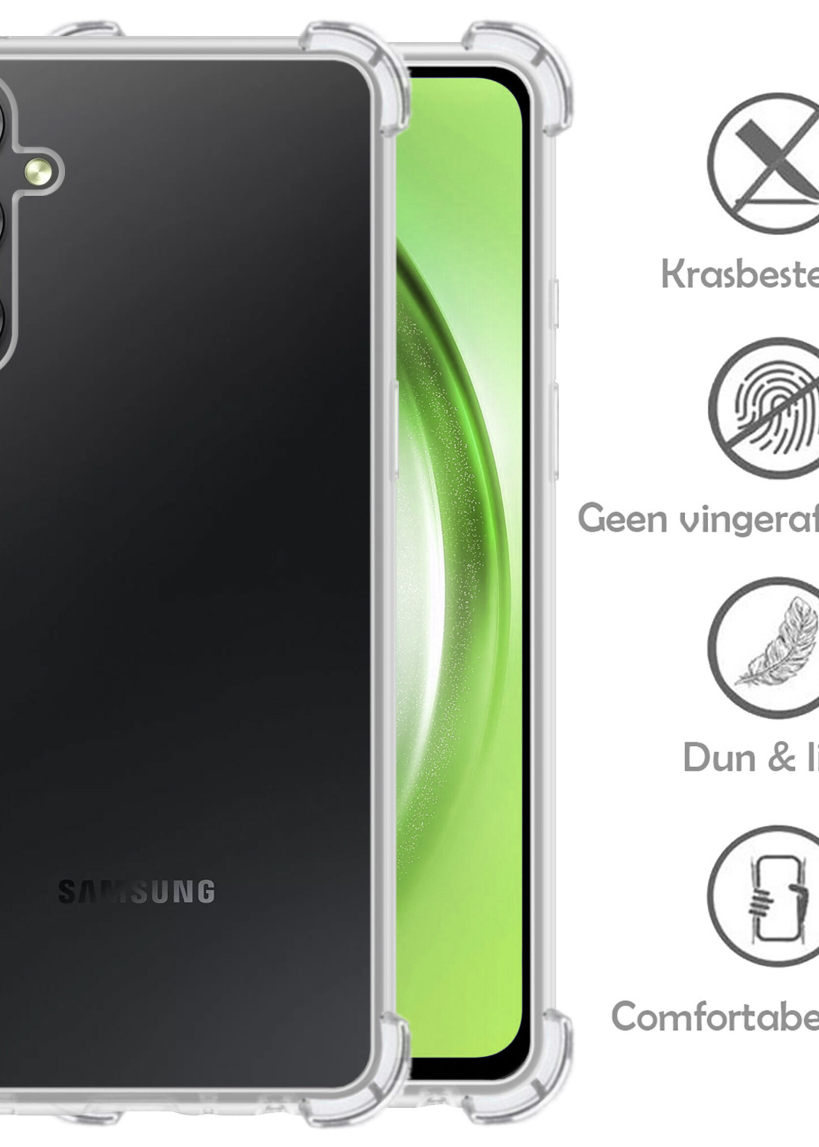 LUQ Hoesje Geschikt voor Samsung A54 Hoesje Shockproof Case Siliconen Met 2x Screenprotector - Hoes Geschikt voor Samsung Galaxy A54 Hoes Cover Siliconen - Transparant