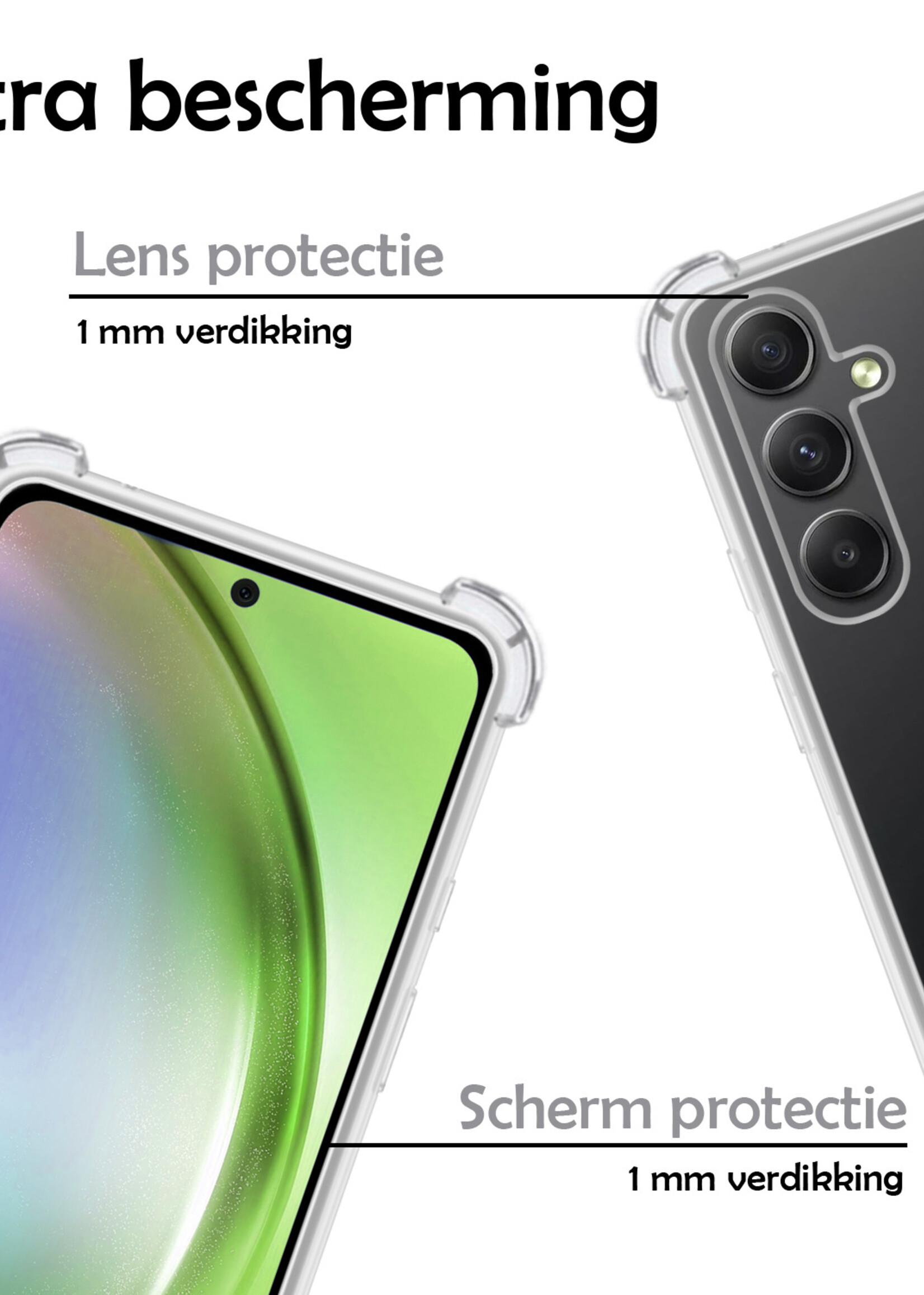 LUQ Hoesje Geschikt voor Samsung A54 Hoesje Shockproof Case Siliconen Met 2x Screenprotector - Hoes Geschikt voor Samsung Galaxy A54 Hoes Cover Siliconen - Transparant