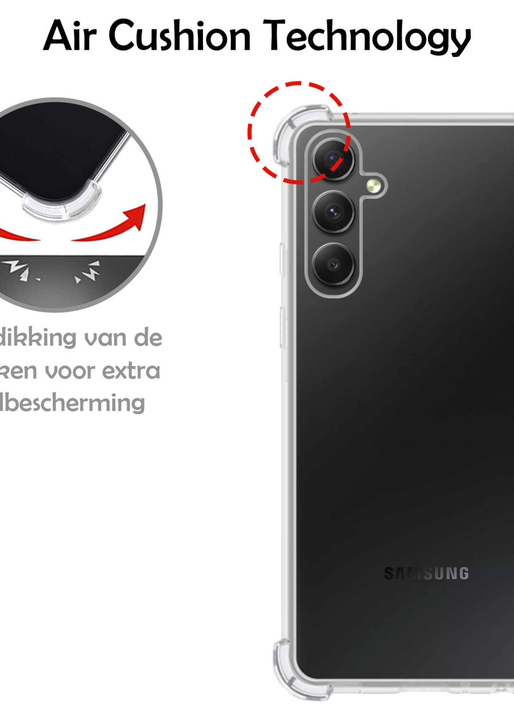 LUQ Hoesje Geschikt voor Samsung A54 Hoesje Shockproof Case Siliconen Met 2x Screenprotector - Hoes Geschikt voor Samsung Galaxy A54 Hoes Cover Siliconen - Transparant