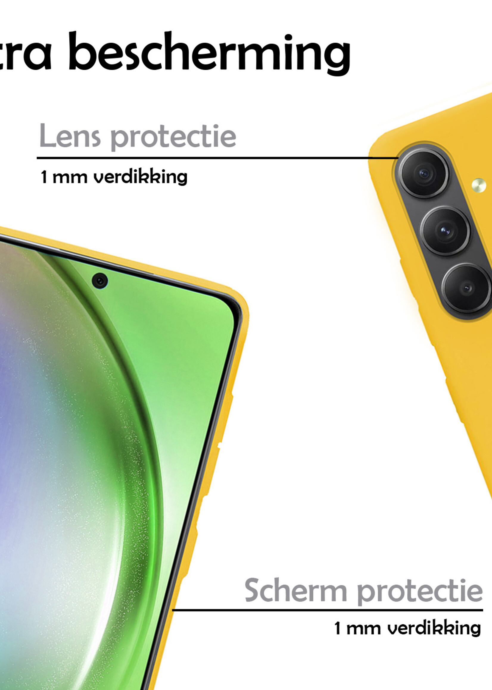 LUQ Hoesje Geschikt voor Samsung A54 Hoesje Siliconen Case Met Screenprotector - Hoes Geschikt voor Samsung Galaxy A54 Hoes Siliconen - Geel