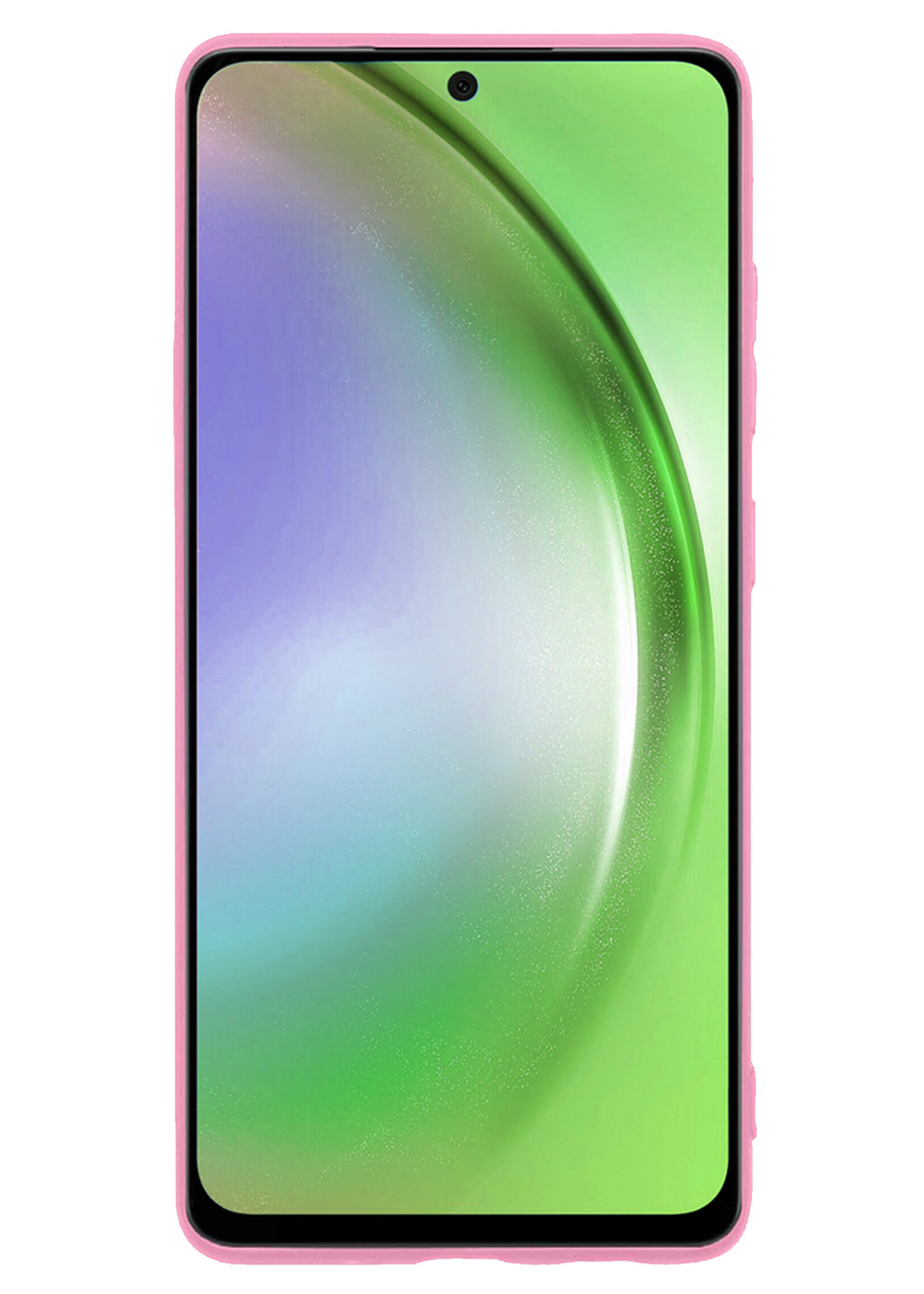 LUQ Hoesje Geschikt voor Samsung A54 Hoesje Siliconen Case Met Screenprotector - Hoes Geschikt voor Samsung Galaxy A54 Hoes Siliconen - Lichtroze