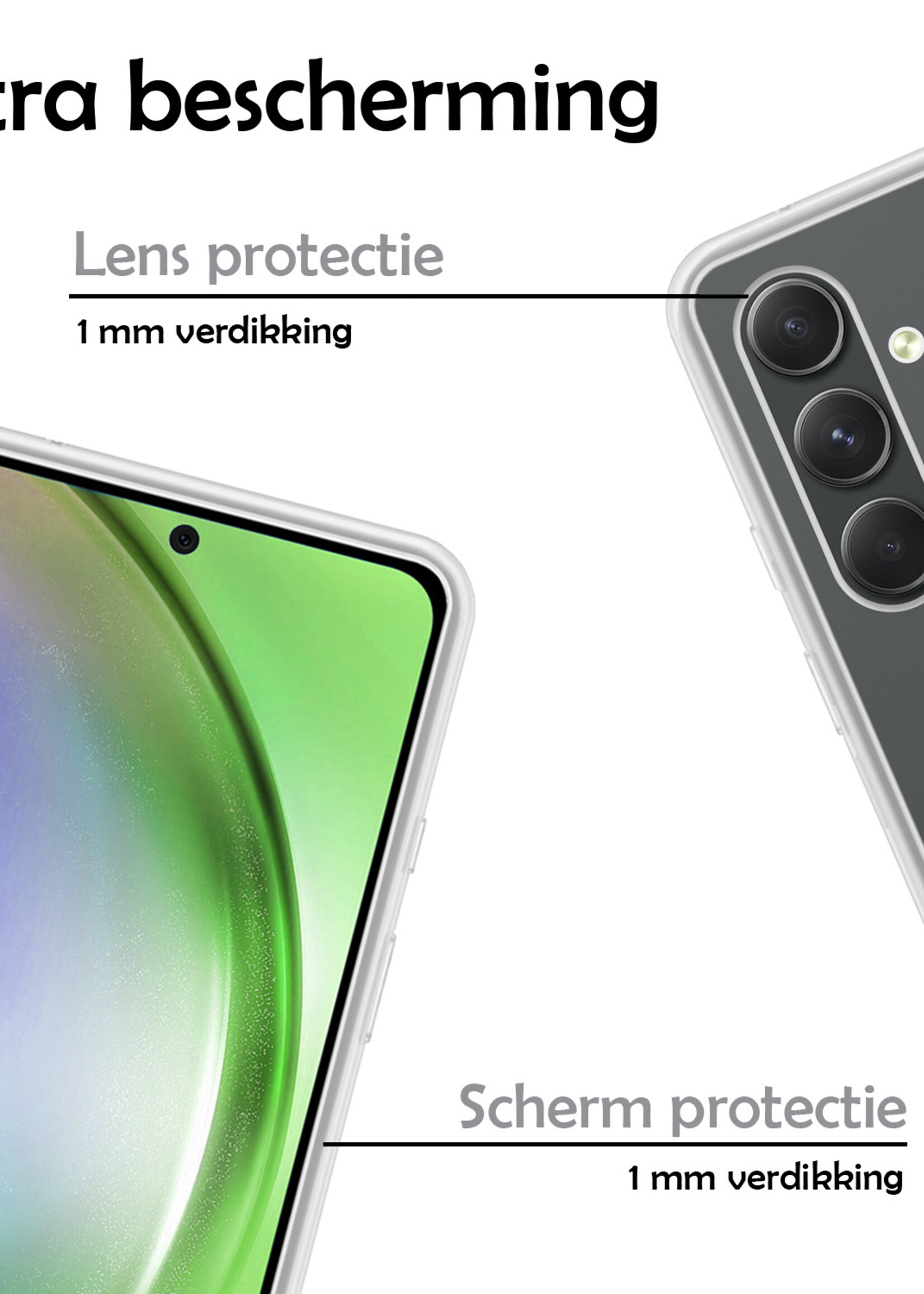 LUQ Hoesje Geschikt voor Samsung A54 Hoesje Siliconen Case Met Screenprotector - Hoes Geschikt voor Samsung Galaxy A54 Hoes Siliconen - Transparant