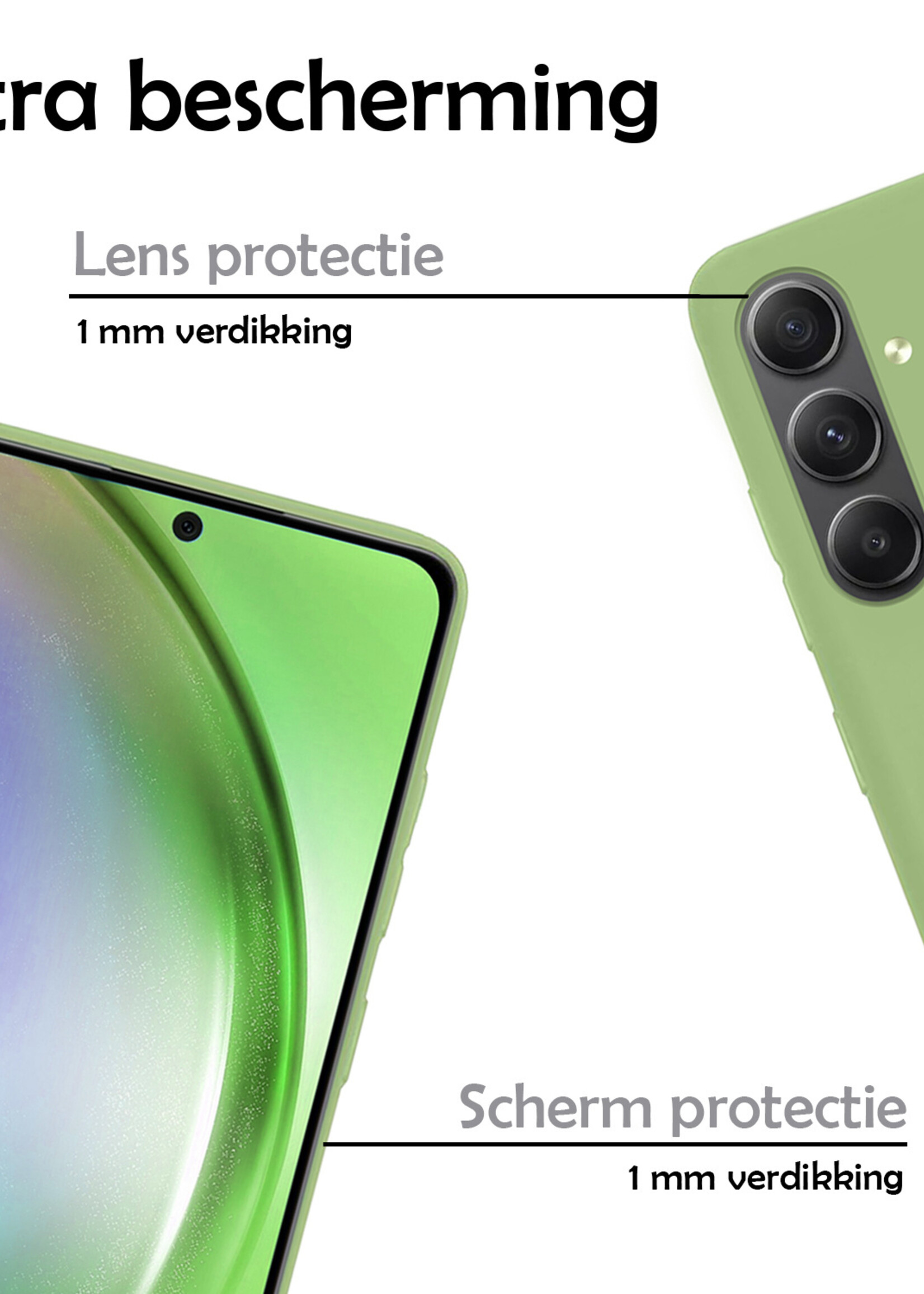 LUQ Hoesje Geschikt voor Samsung A54 Hoesje Siliconen Case Met 2x Screenprotector - Hoes Geschikt voor Samsung Galaxy A54 Hoes Siliconen - Groen