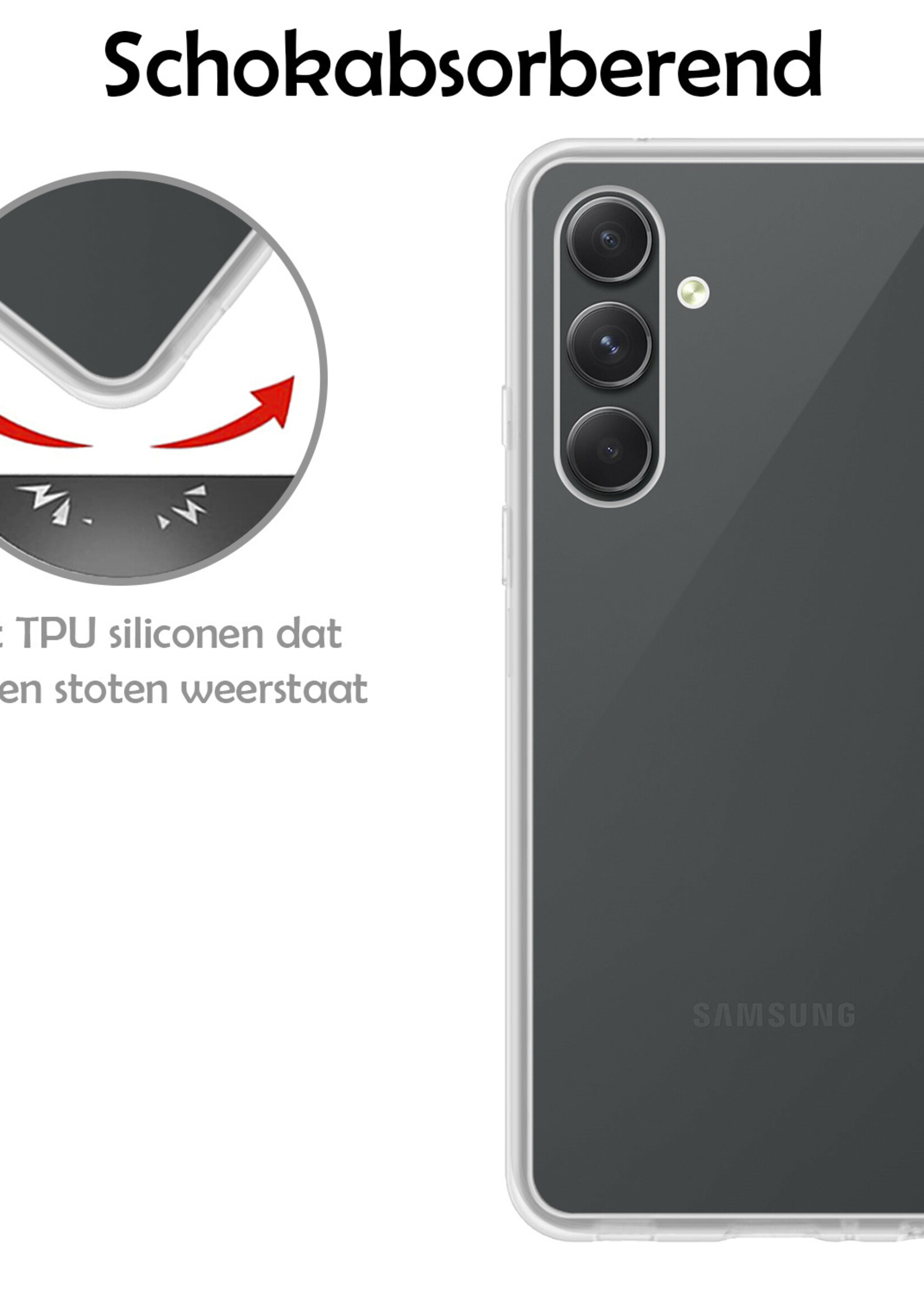 LUQ Hoesje Geschikt voor Samsung A54 Hoesje Siliconen Case Met 2x Screenprotector - Hoes Geschikt voor Samsung Galaxy A54 Hoes Siliconen - Transparant