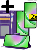 LUQ LUQ Samsung Galaxy A34 Hoesje Bookcase Paars Met 2x Screenprotector